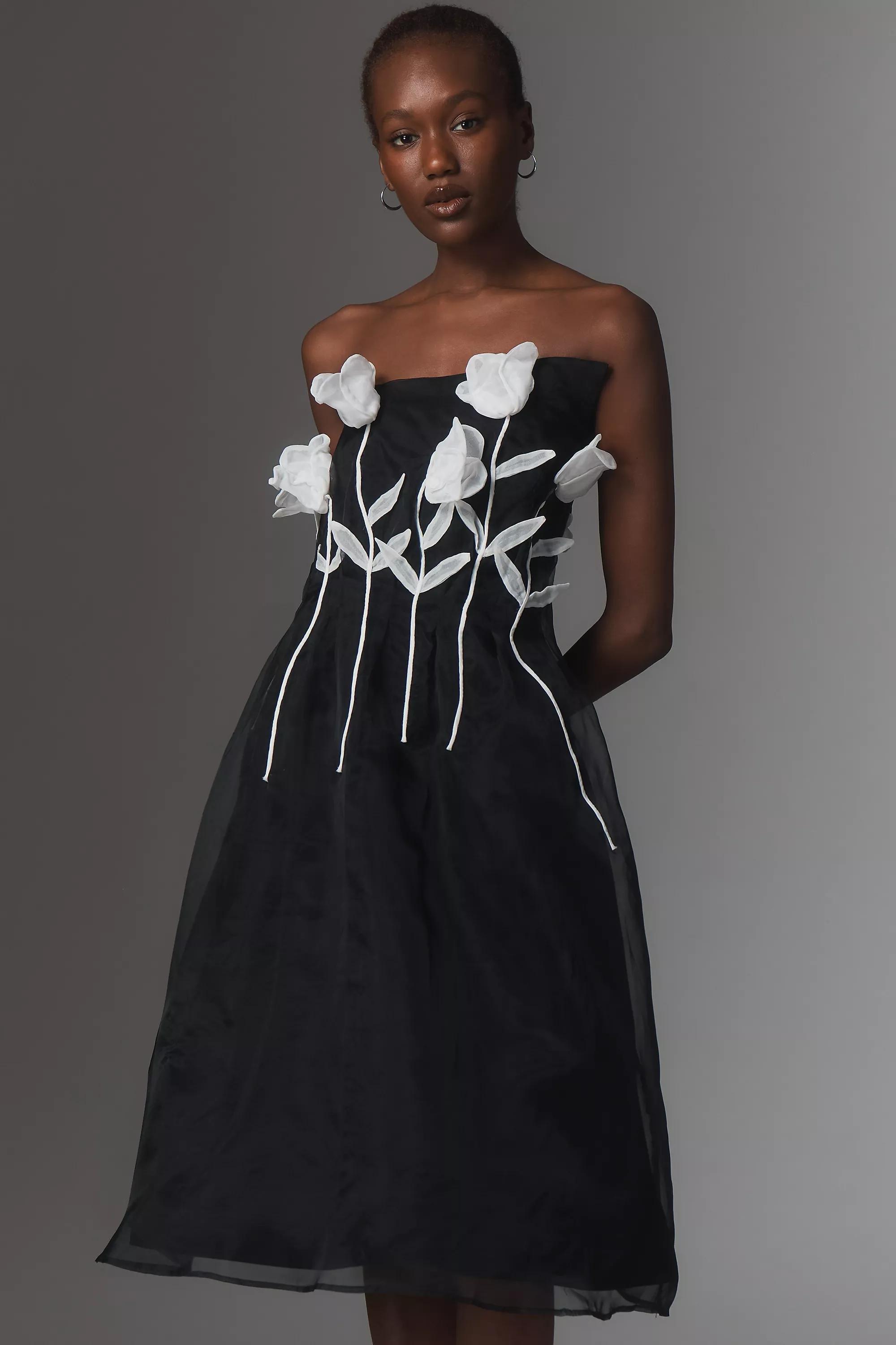 By Maeve 3D Floral Strapless Midi Dress, Multicolour, A501_0018, large image number 0