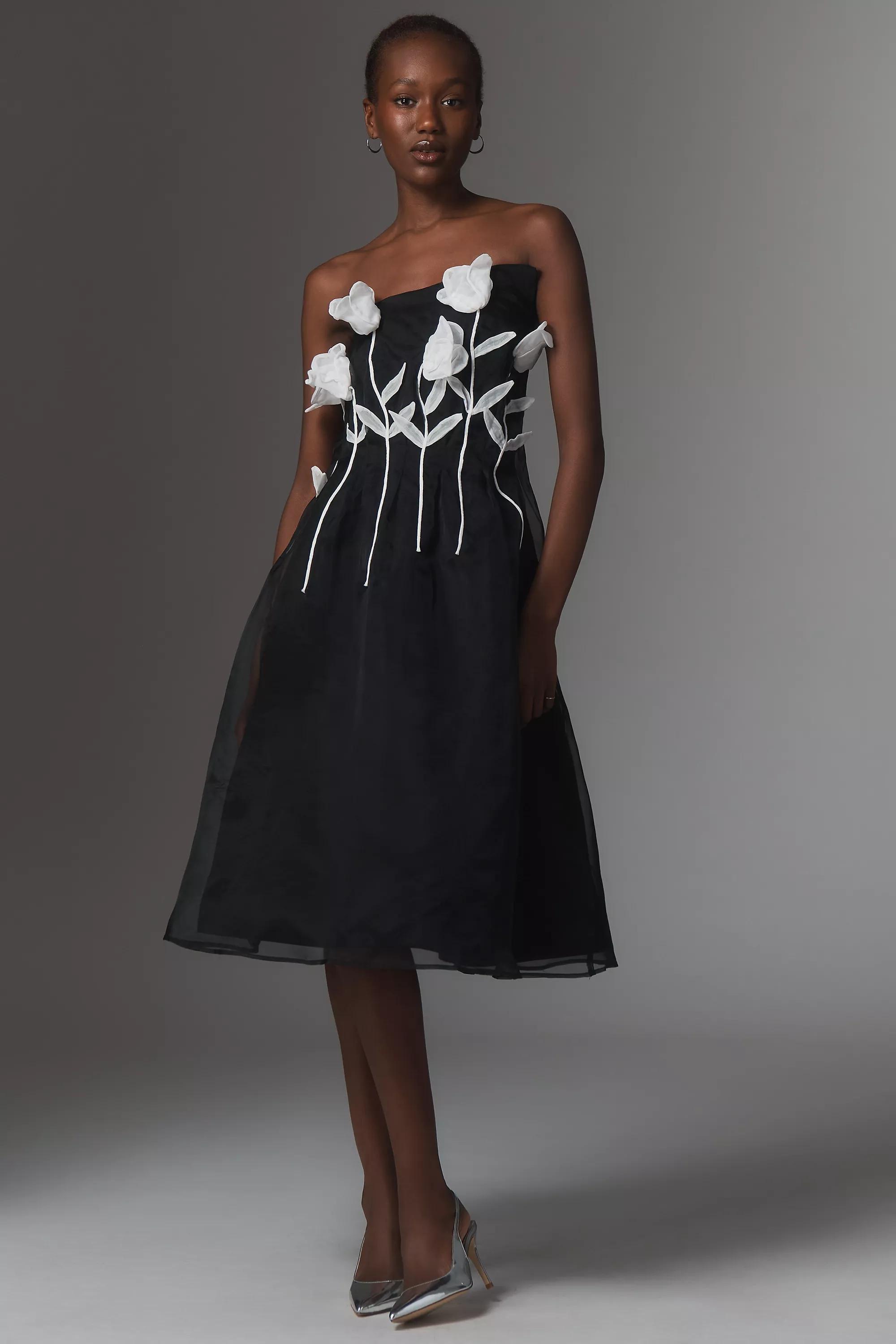 By Maeve 3D Floral Strapless Midi Dress, Multicolour, A501_0018, large image number 2