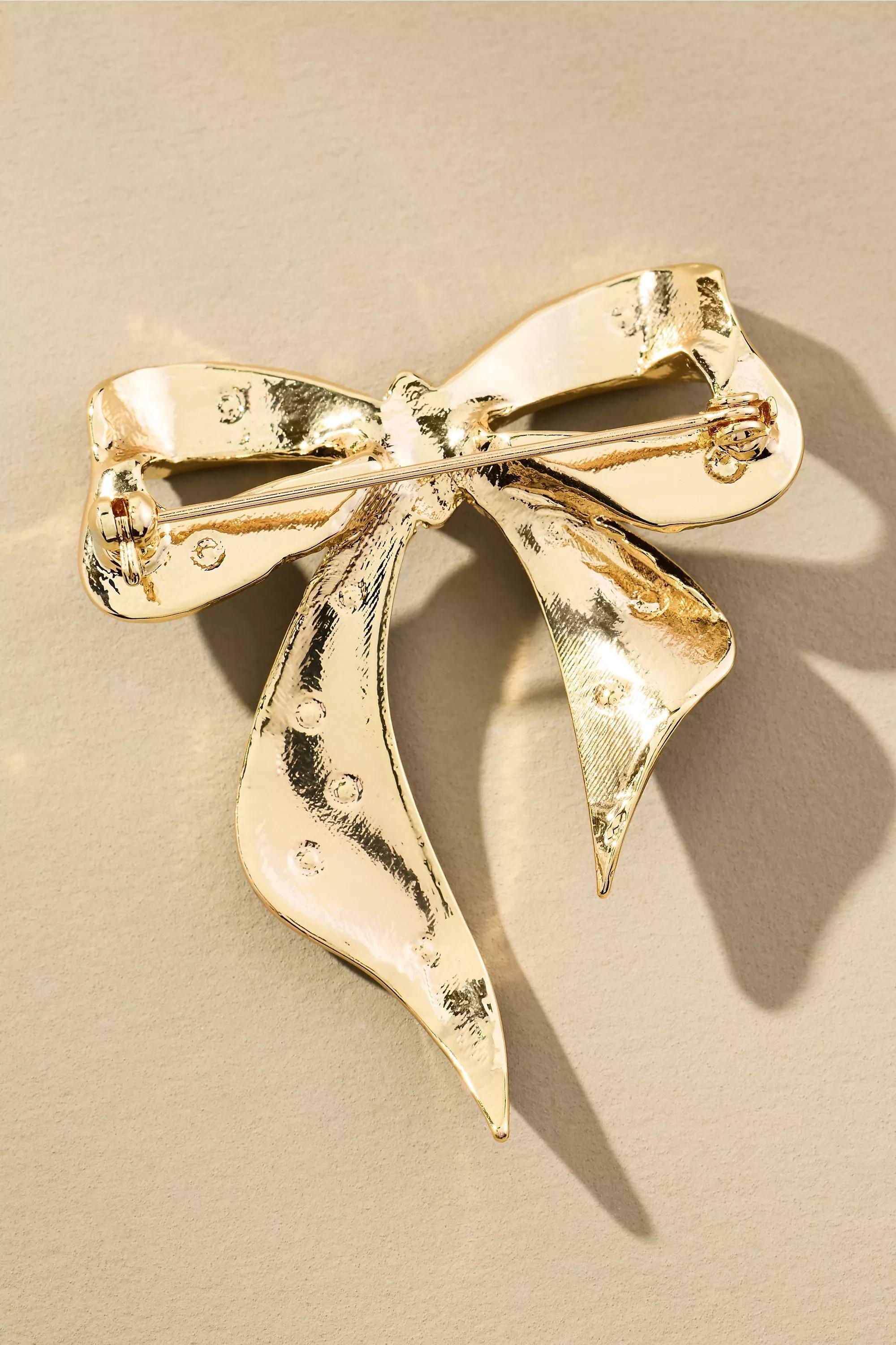 Crystal Bow Brooch, Black, A501_0001, large image number 1