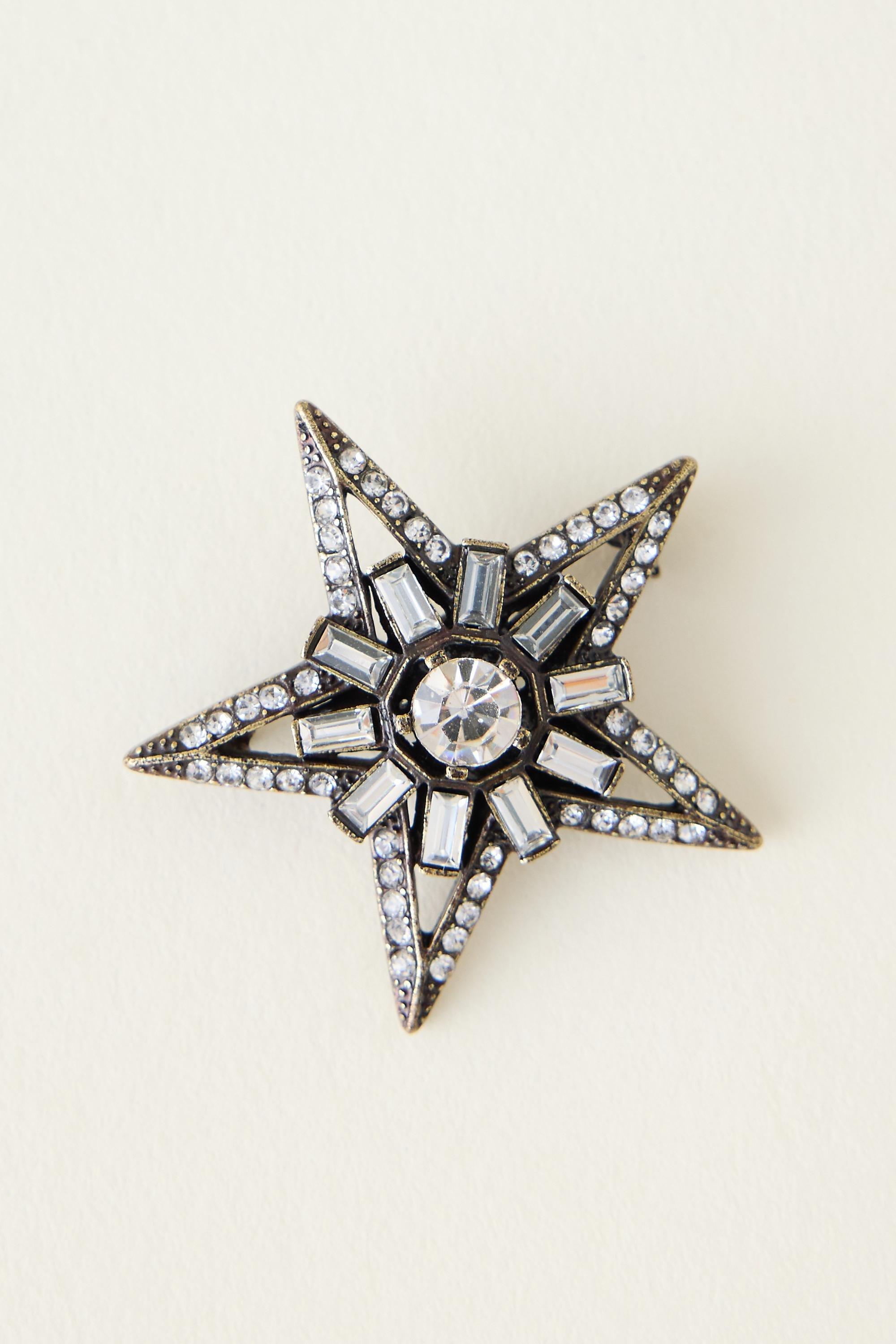 Rhinestone Star Brooch, Silver, A501_0007, large image number 1