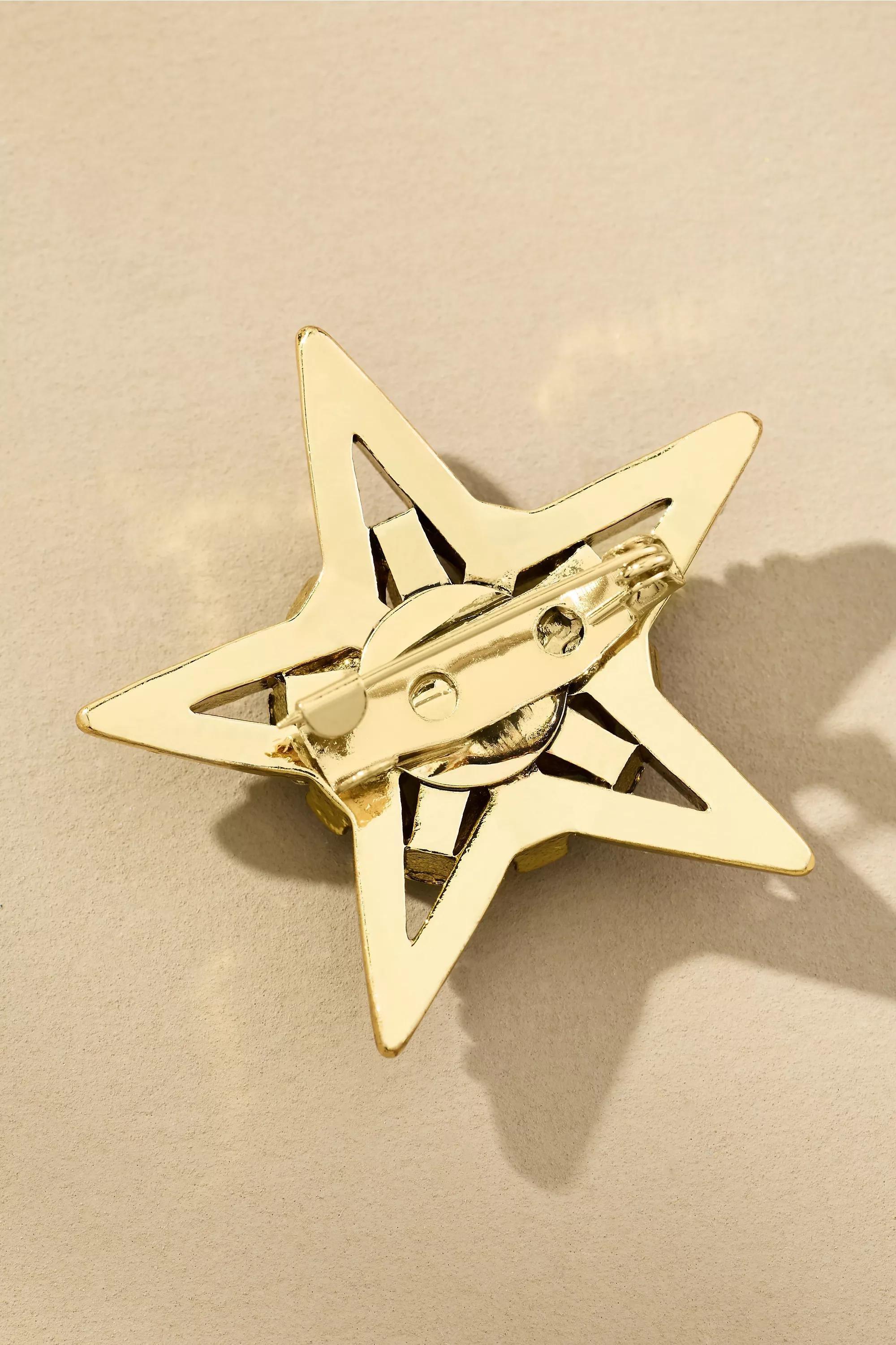 Rhinestone Star Brooch, Silver, A501_0007, large image number 2