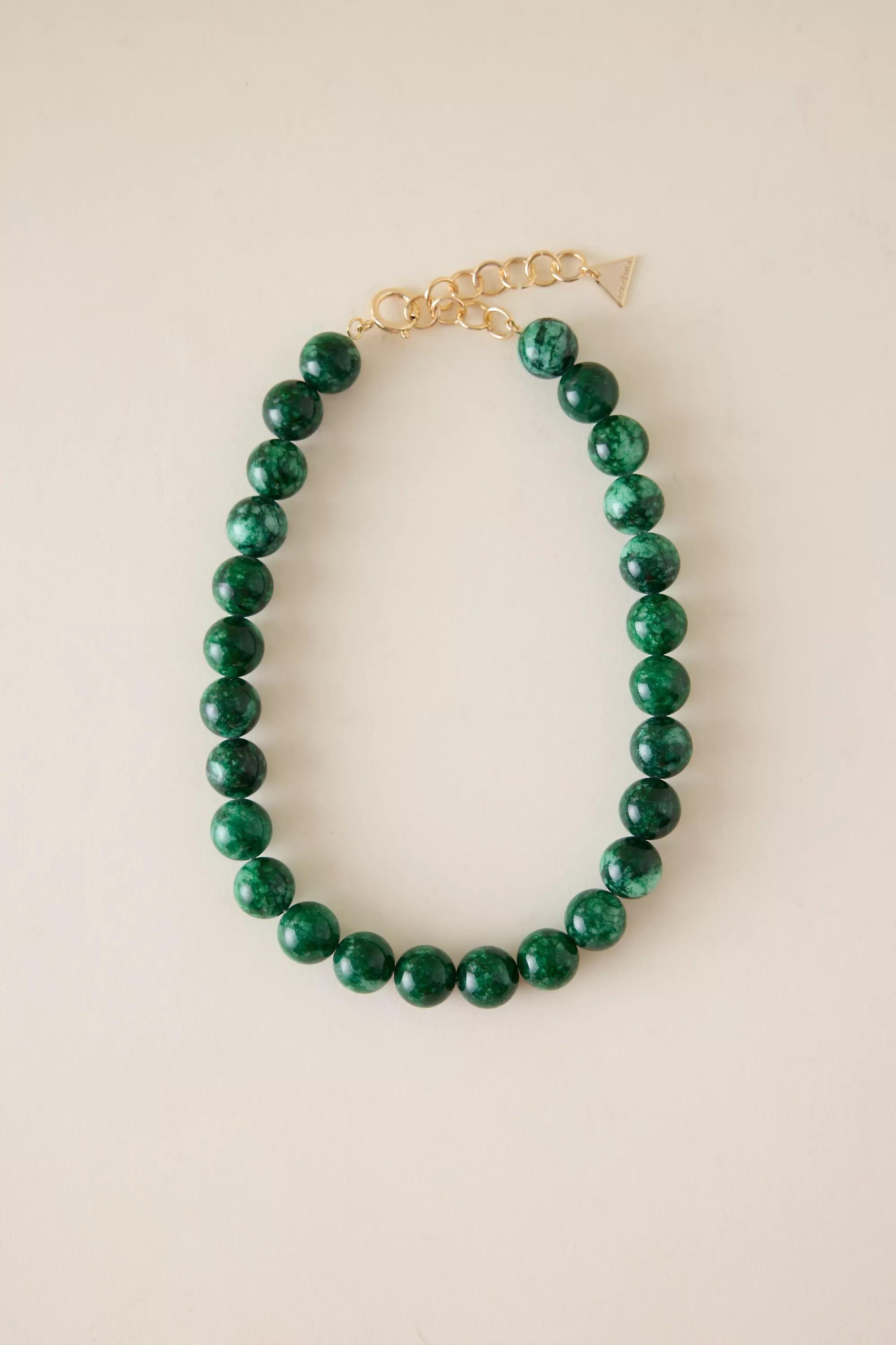 GREEN Chunky Beaded Necklace, A501_0030, large image number 0