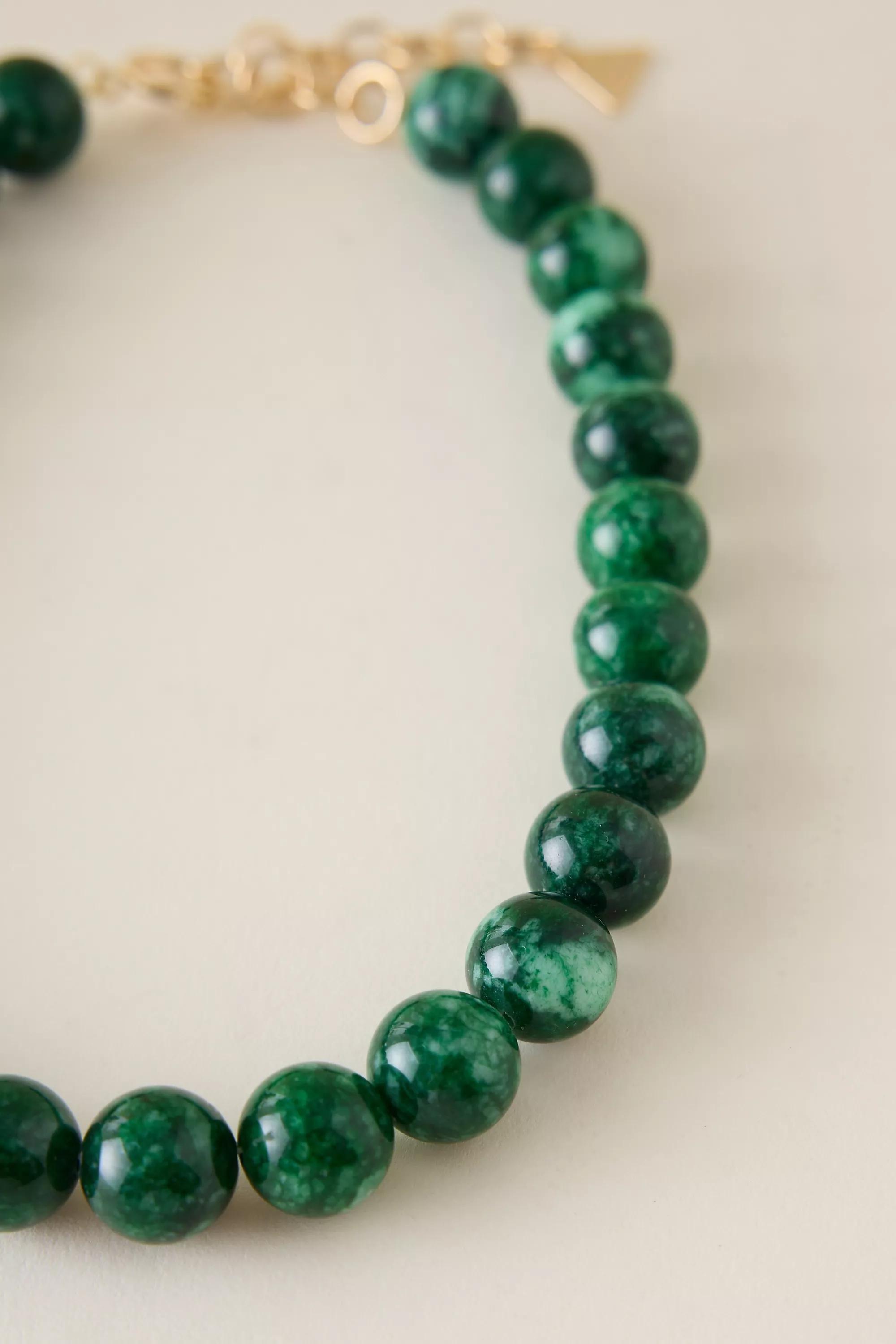 GREEN Chunky Beaded Necklace, A501_0030, large image number 1