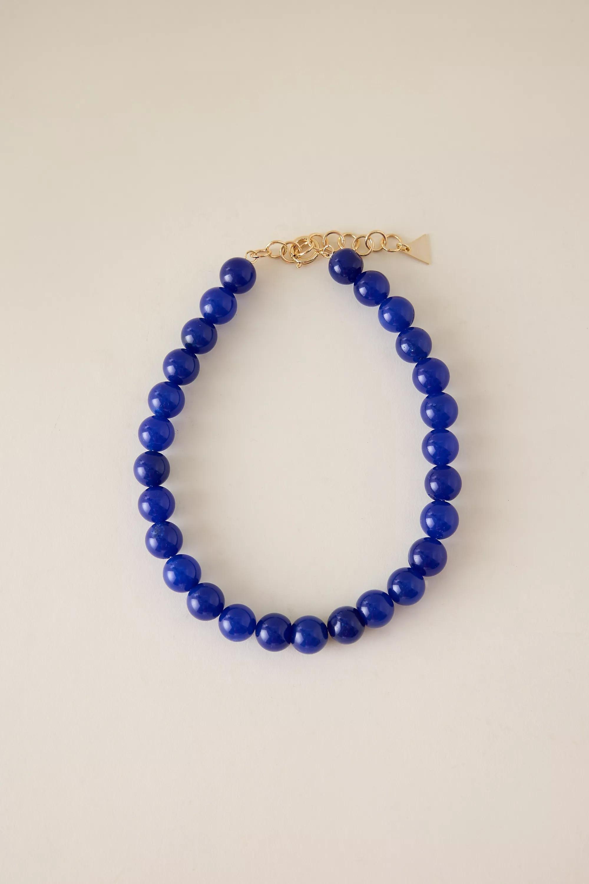 BLUE Chunky Beaded Necklace, A501_0040, medium