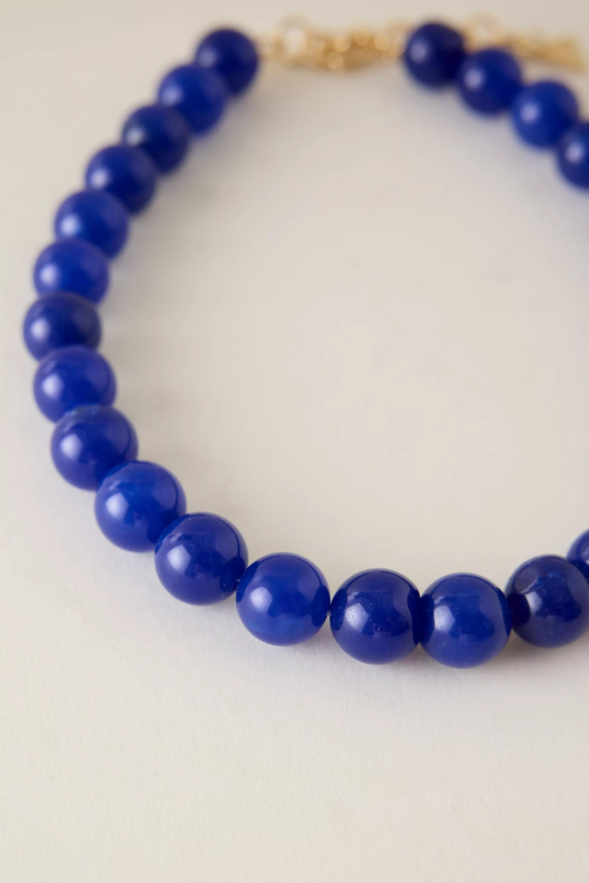 BLUE Chunky Beaded Necklace, A501_0040, medium