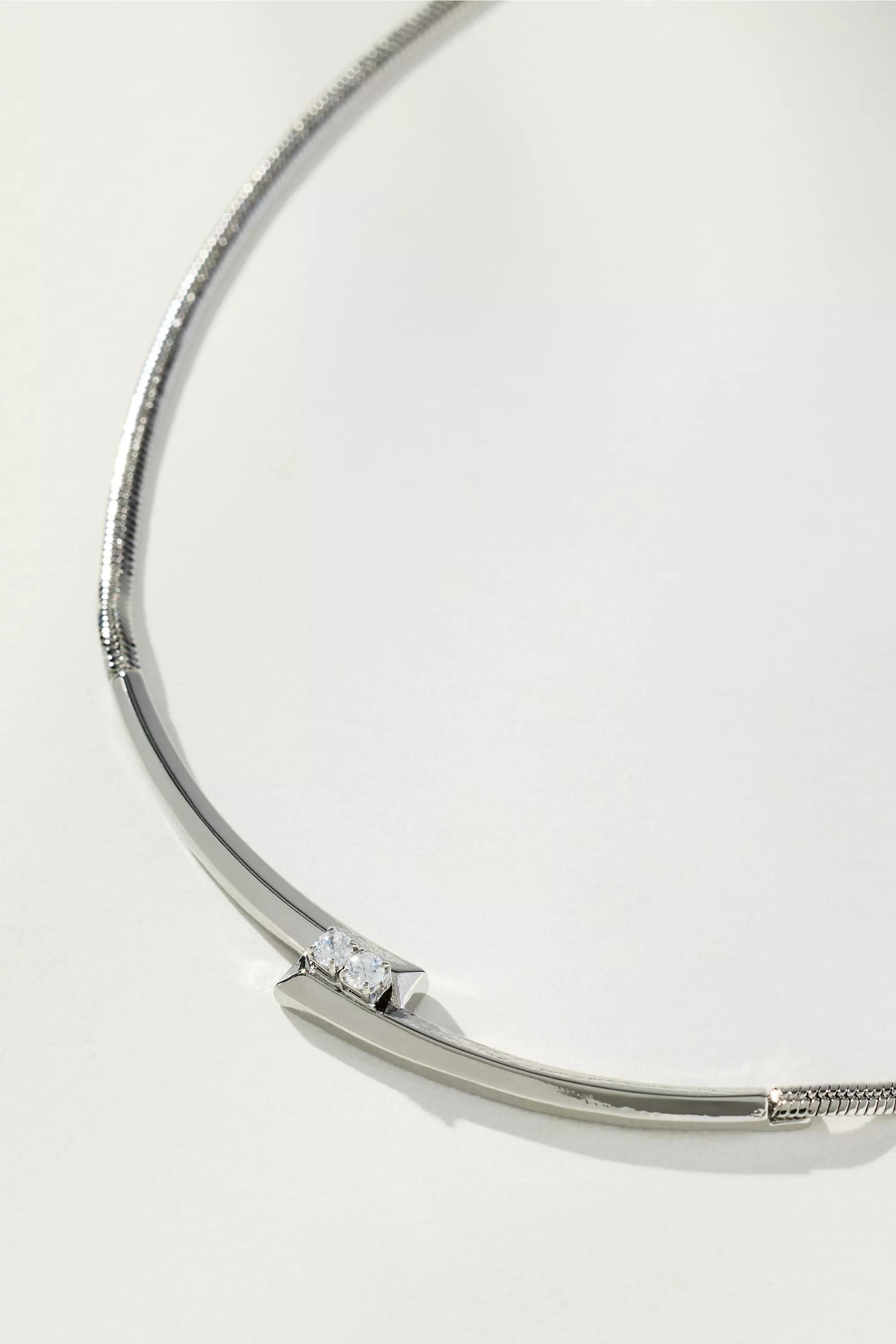 Overlap Tube Necklace, Silver, A501_0007, medium