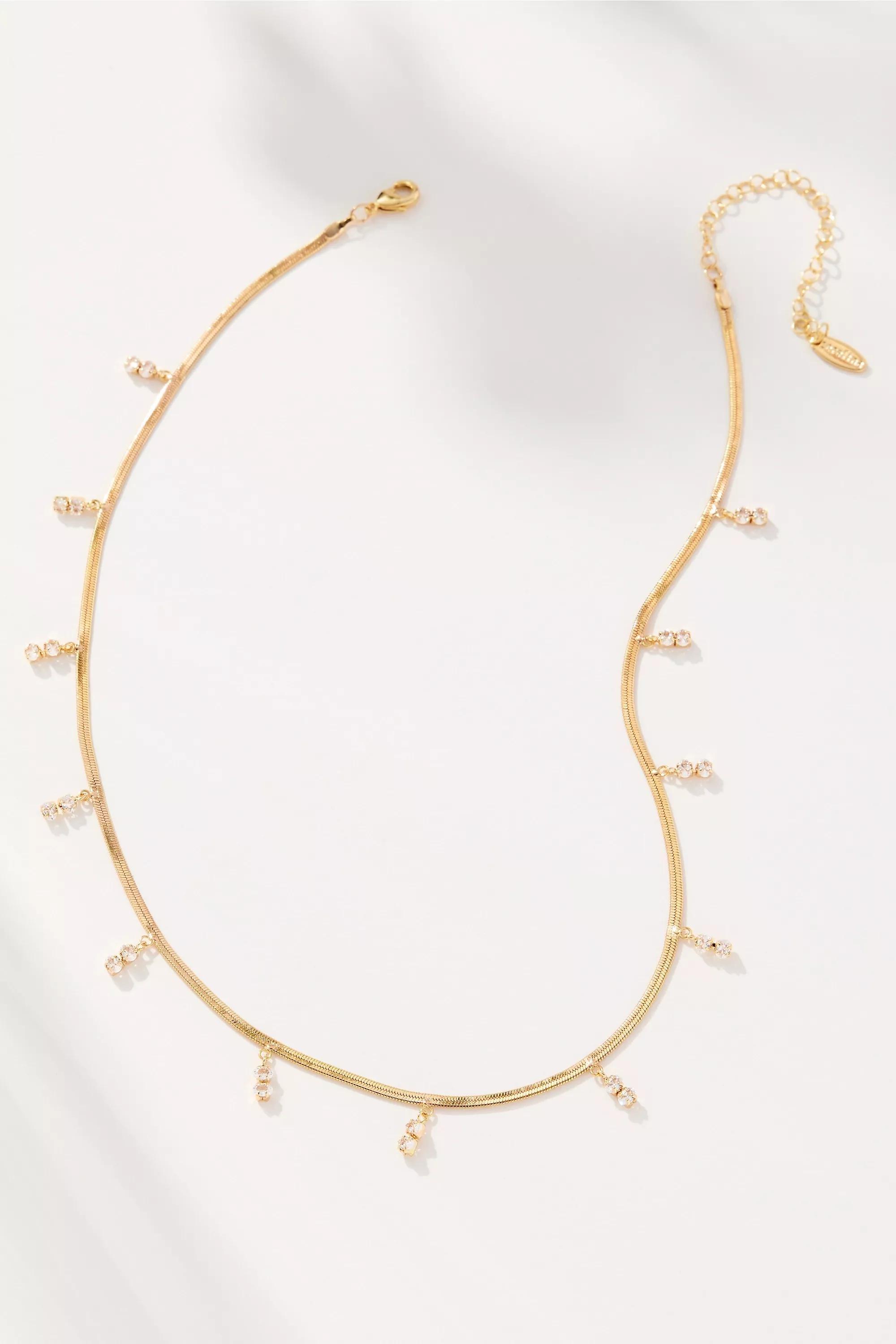 Delicate Diamond Necklace, Gold, A501_0070, large image number 0
