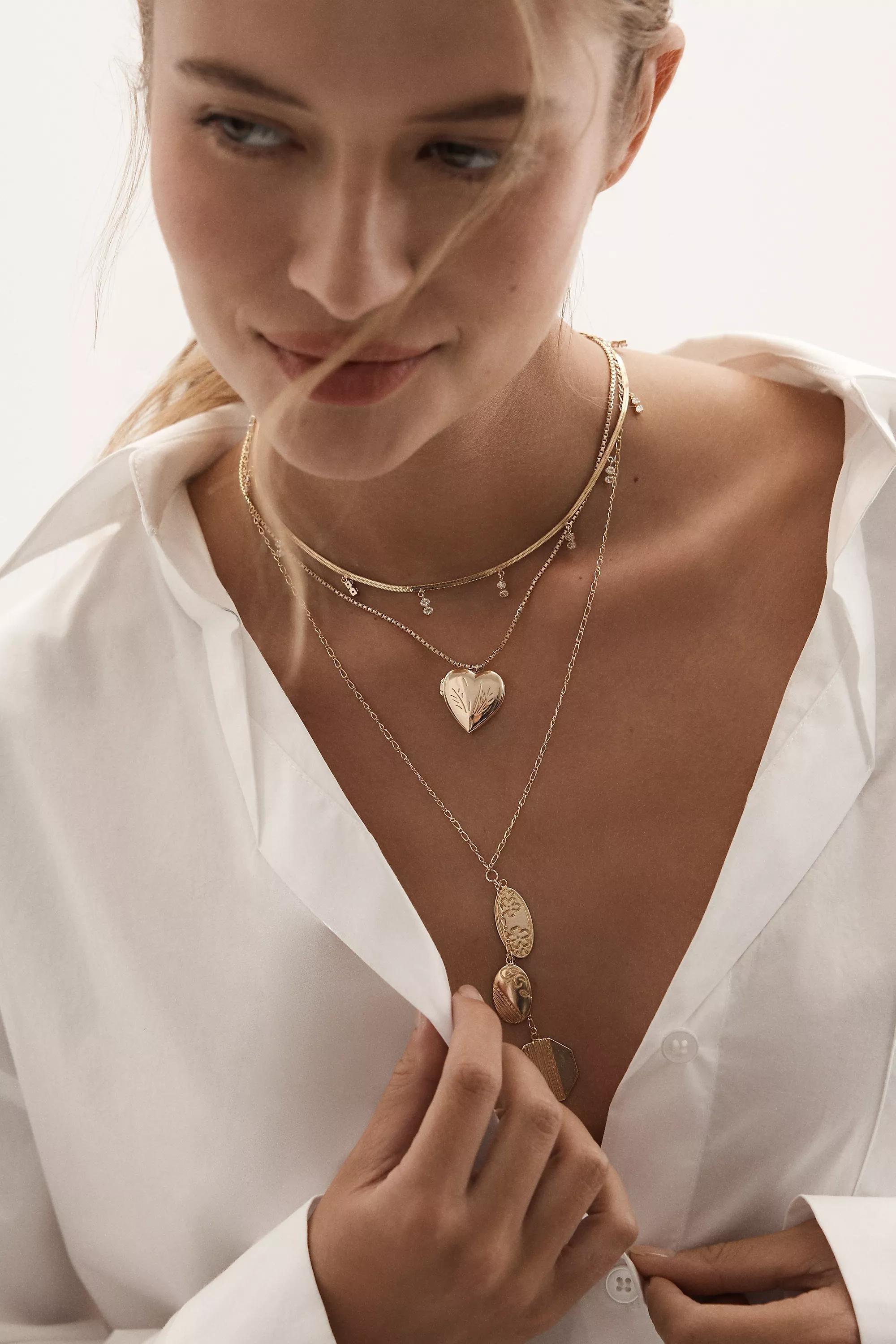 Delicate Diamond Necklace, Gold, A501_0070, large image number 2