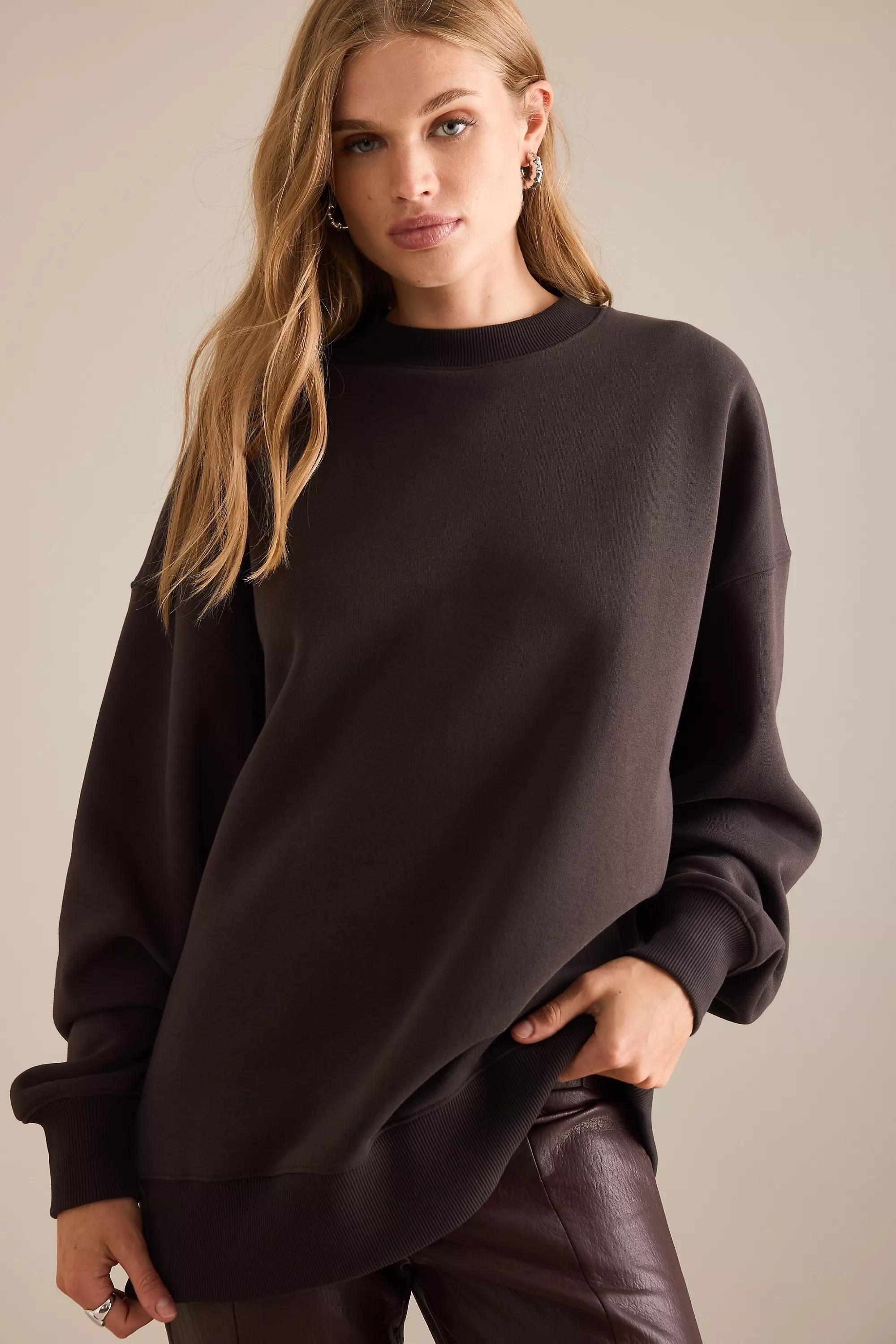 By Anthropologie Luxe Sweatshirt, Brown, A501_0021, large image number 0