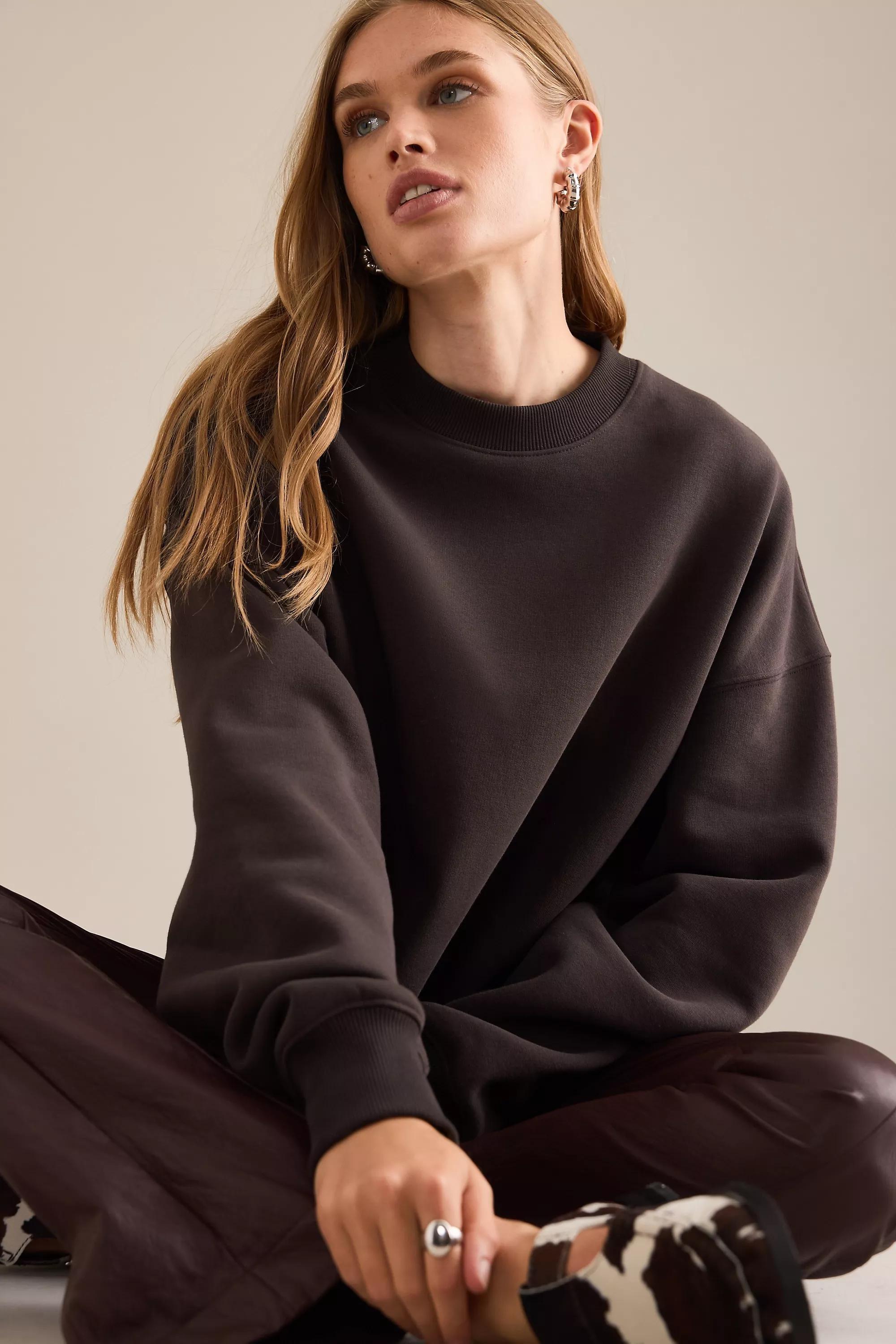 By Anthropologie Luxe Sweatshirt, Brown, A501_0021, large image number 2