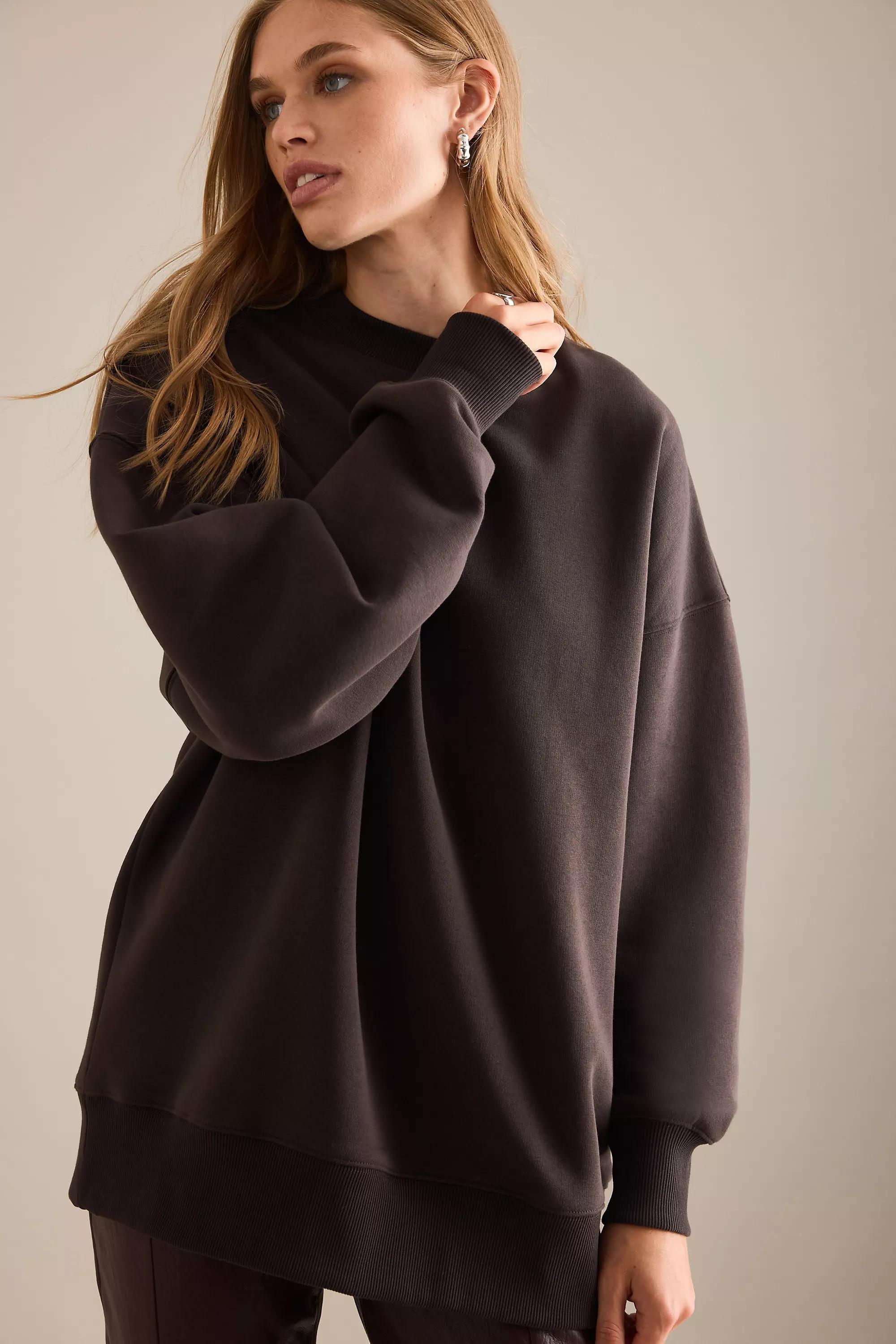 By Anthropologie Luxe Sweatshirt, Brown, A501_0021, large image number 3