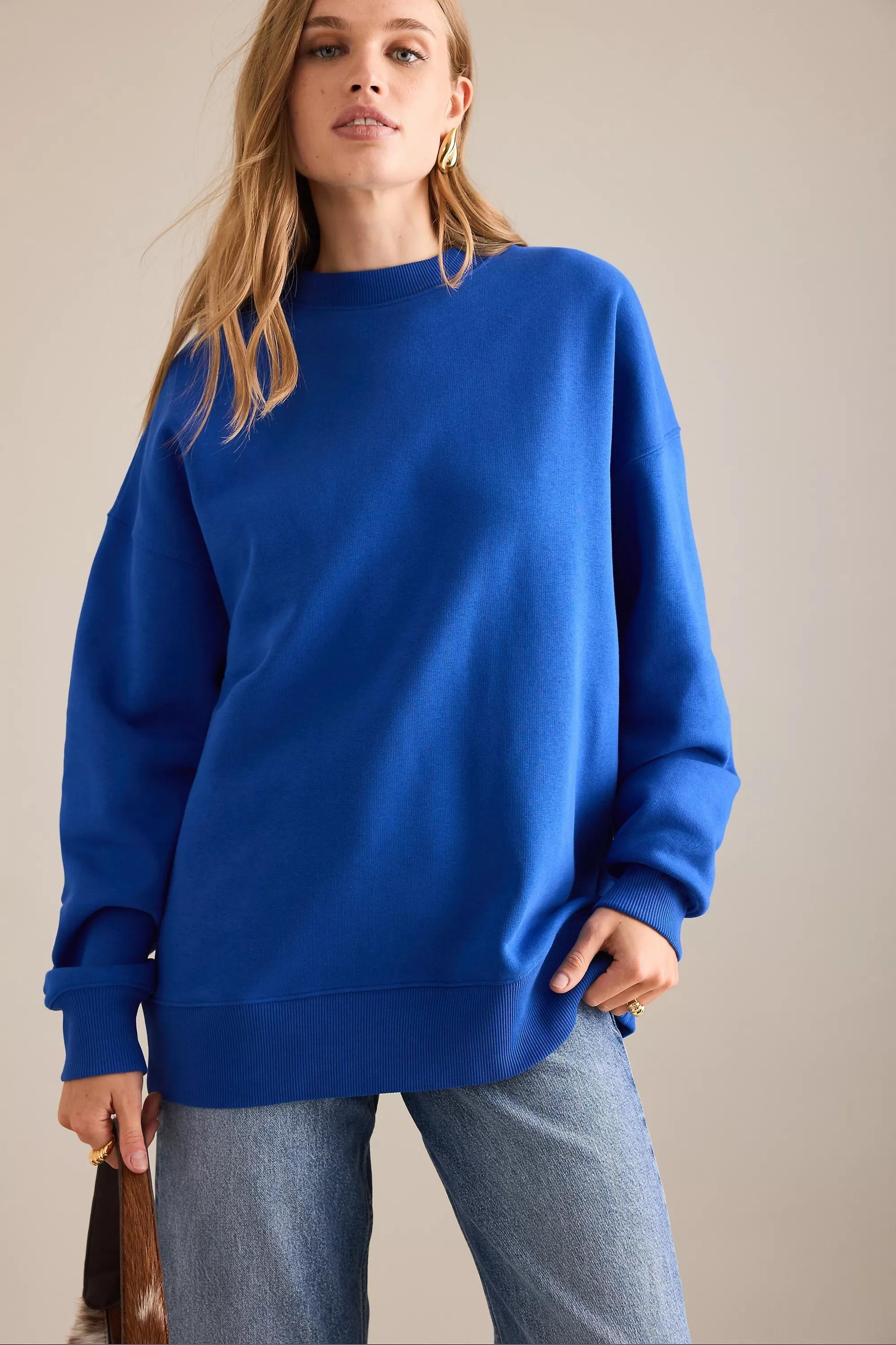 By Anthropologie Luxe Sweatshirt, Blue, A501_0040, large image number 0