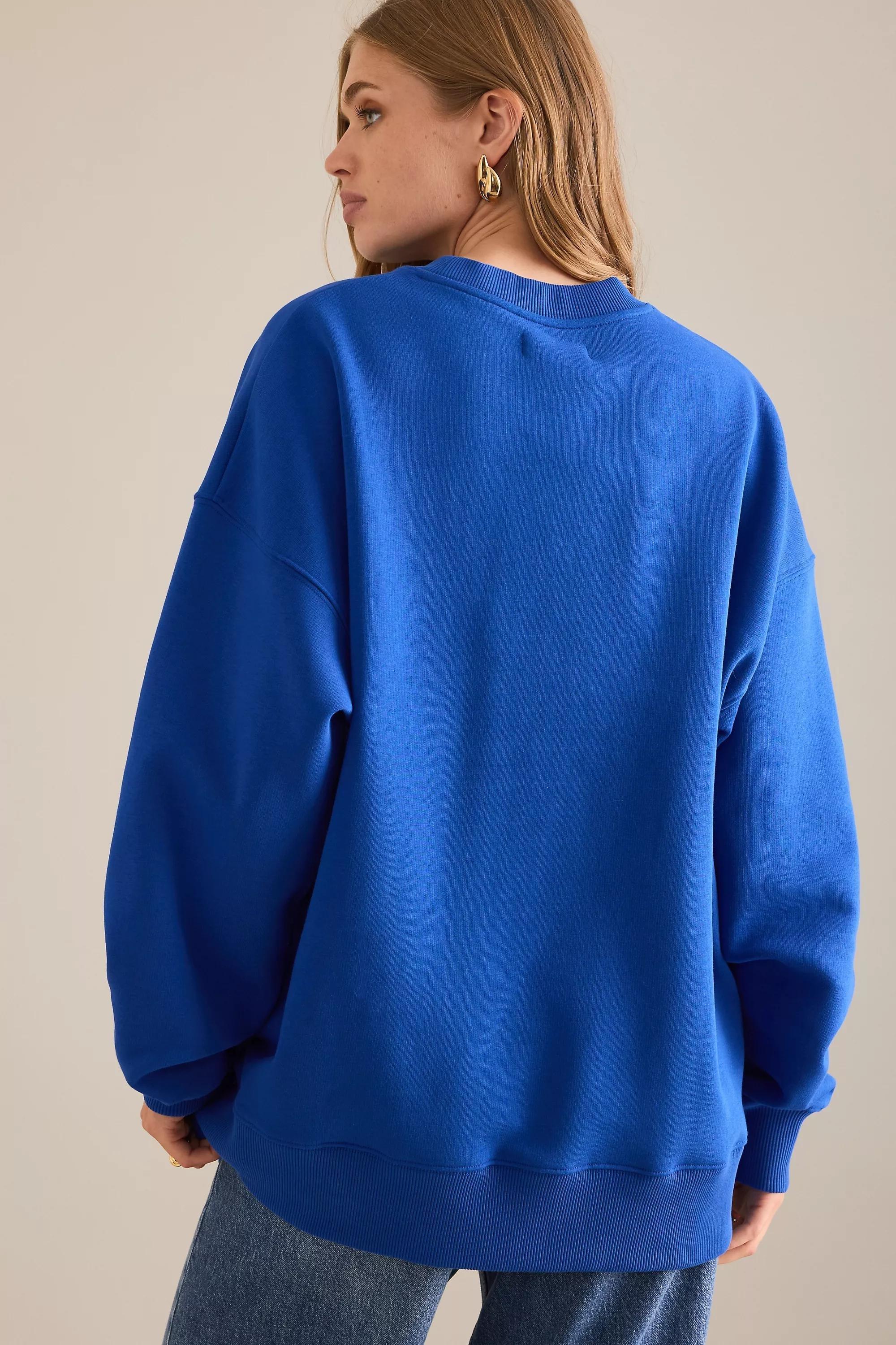 By Anthropologie Luxe Sweatshirt, Blue, A501_0040, large image number 1