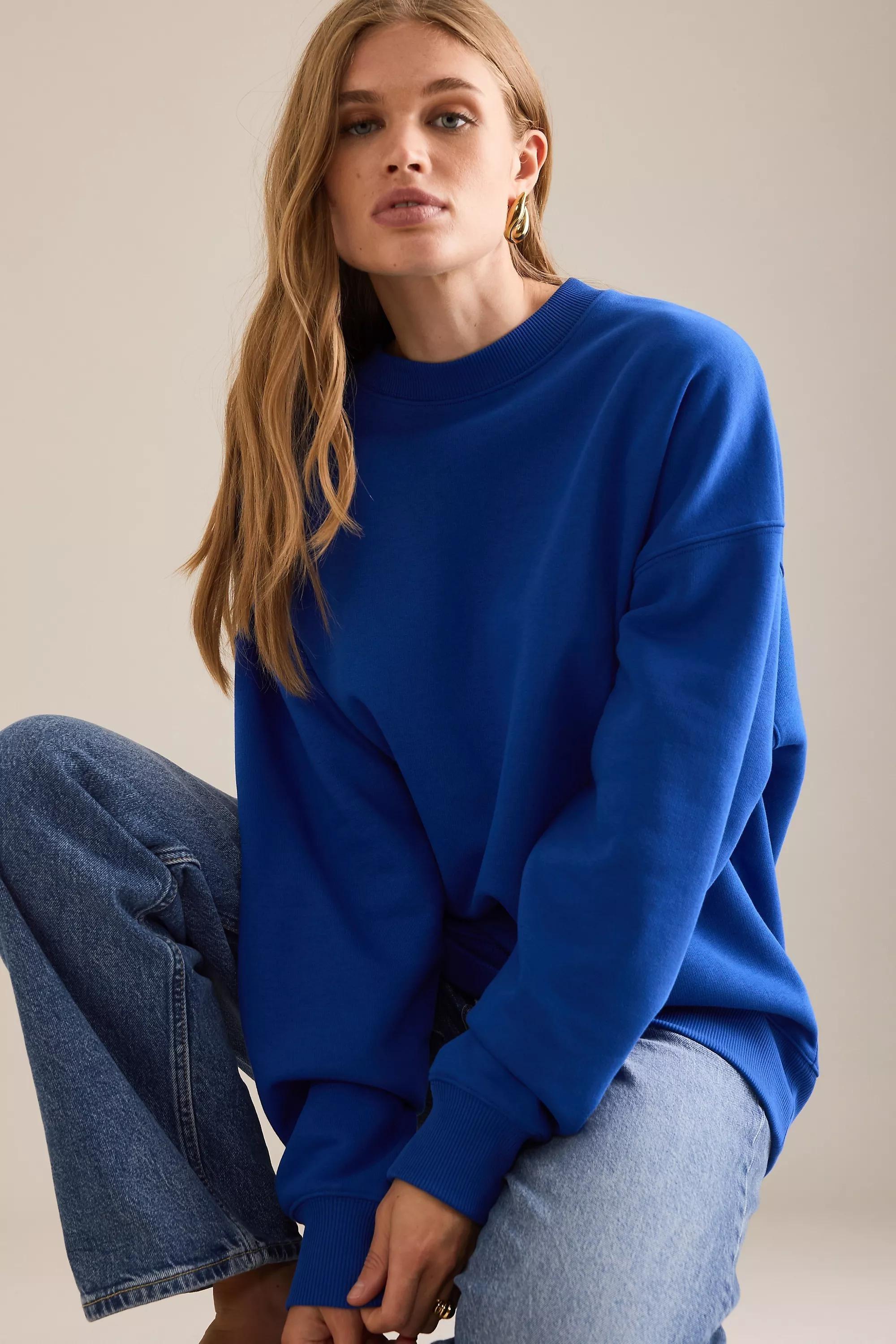 By Anthropologie Luxe Sweatshirt, Blue, A501_0040, large image number 2