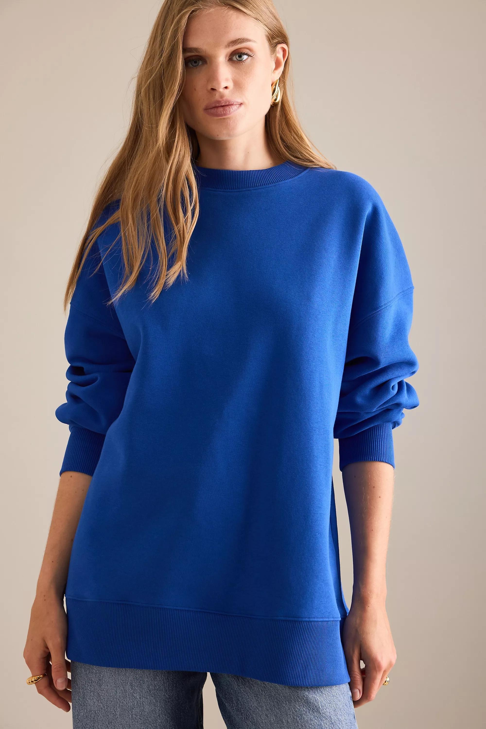 By Anthropologie Luxe Sweatshirt, Blue, A501_0040, large image number 3