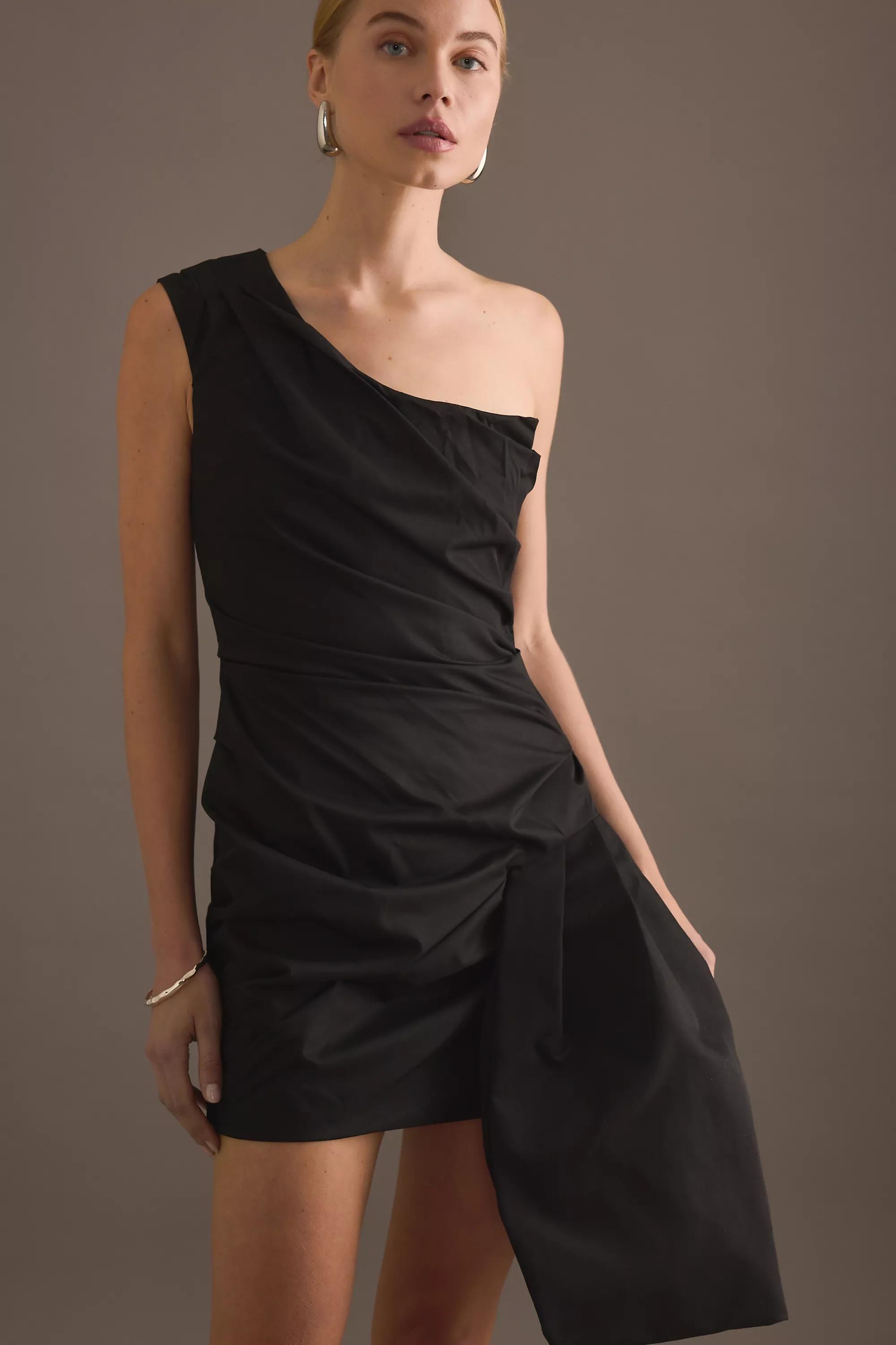 BLACK TOJHA Elowen One-Shoulder Mini Dress, A501_0001, large image number 3