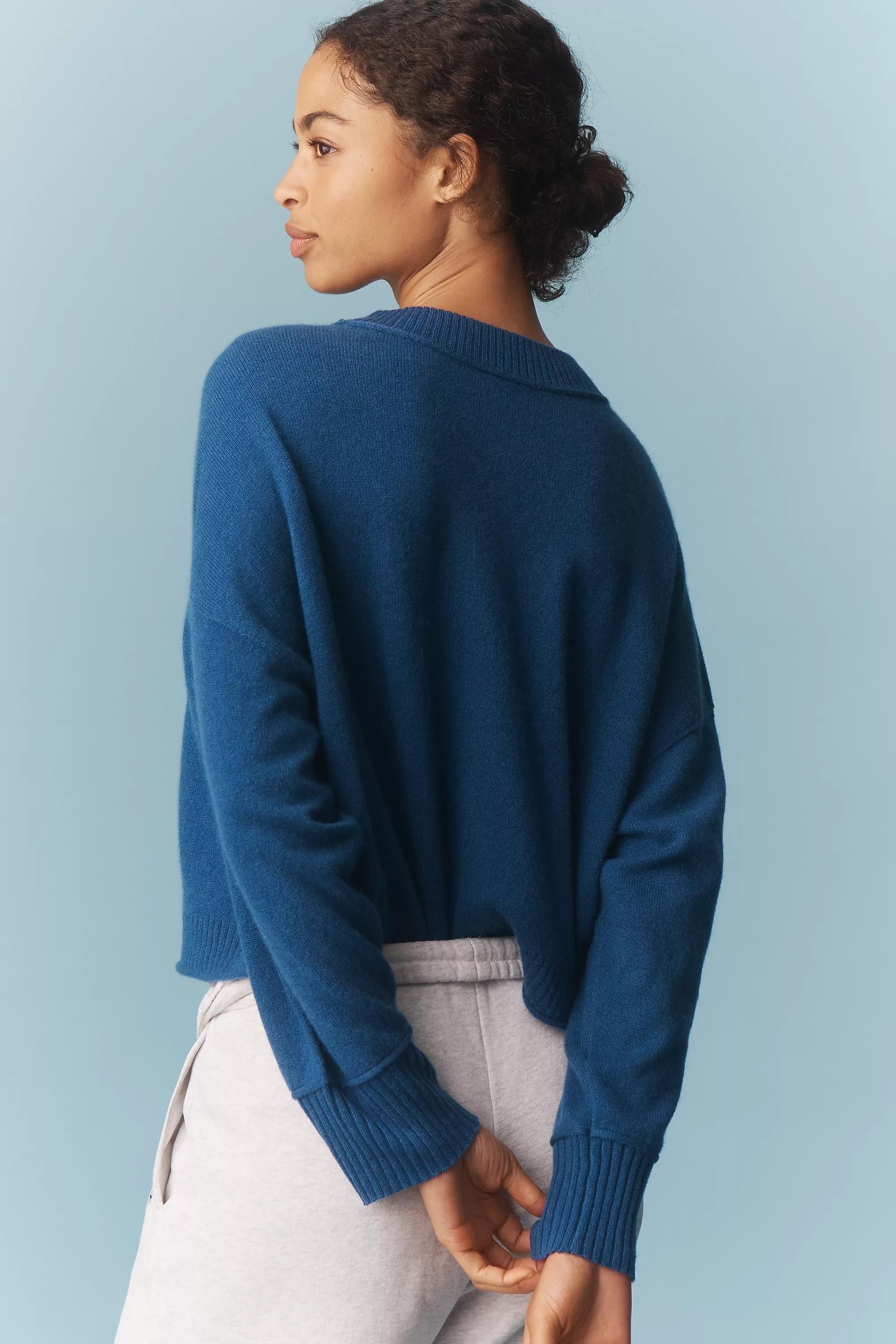 The Goldie Cashmere Long-Sleeve Crew-Neck Jumper, Navy, A501_0209, large image number 1