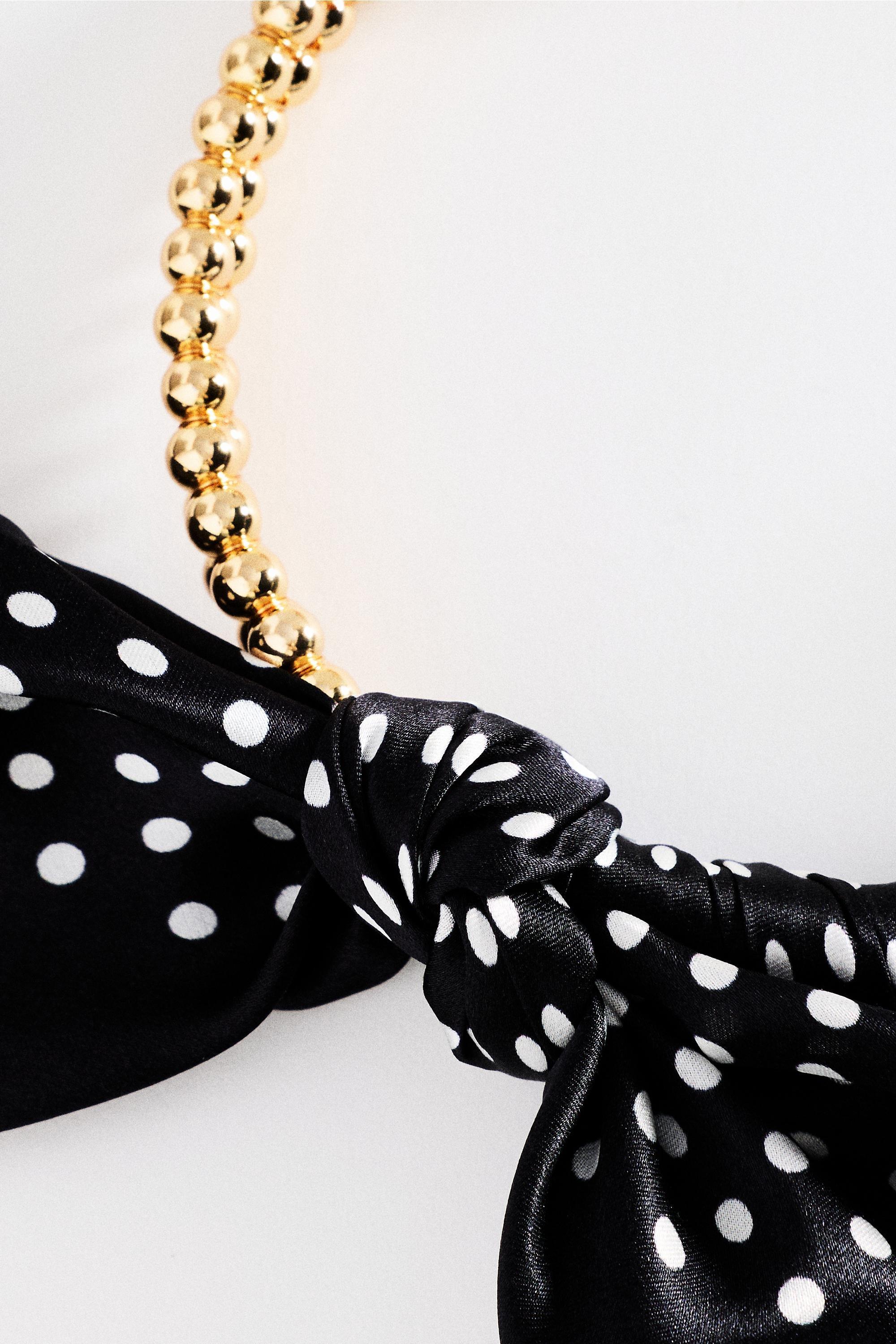 By Anthropologie Beaded Silk Scarf Collar Necklace, Black, A501_0009, large image number 1