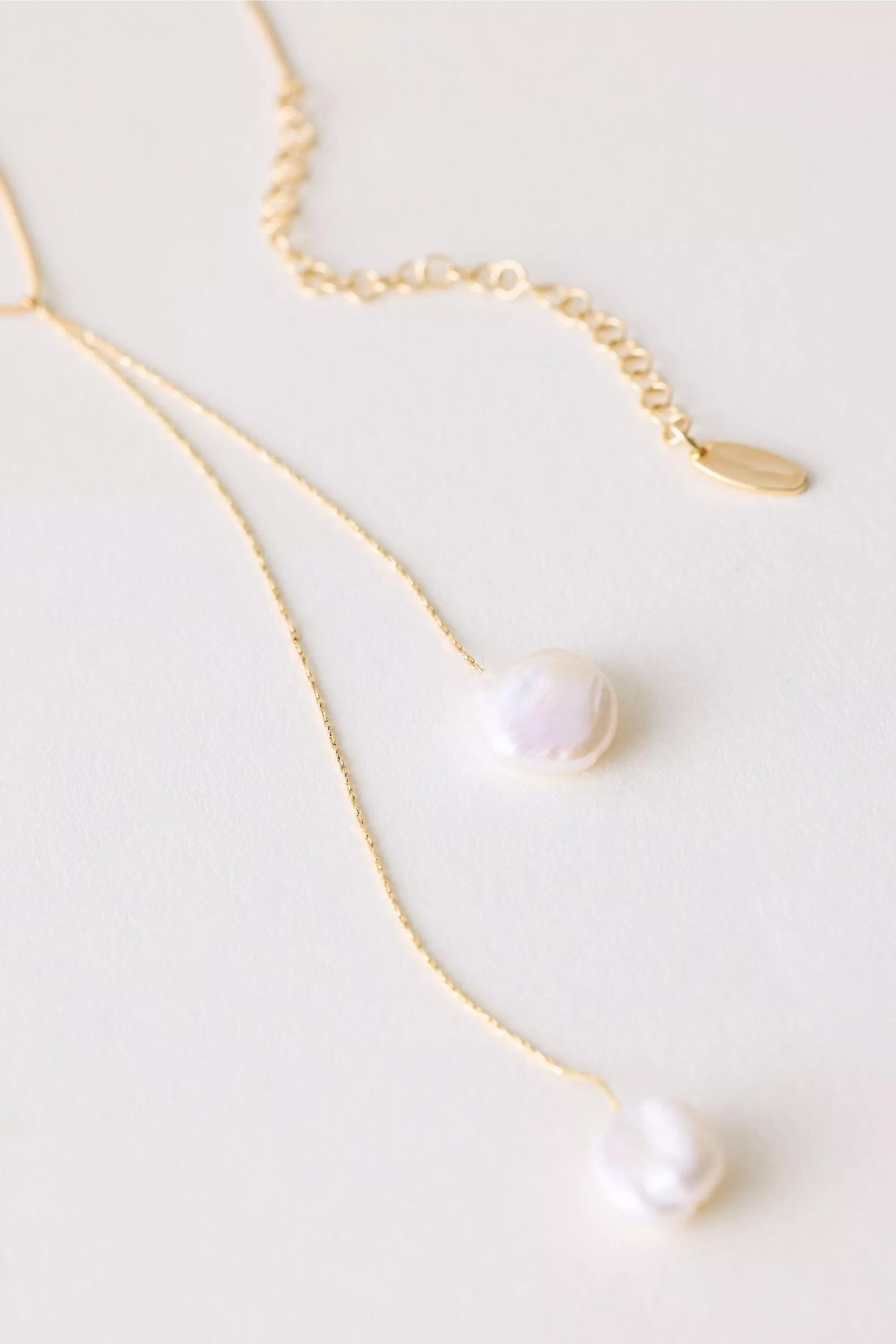 Gold-Plated Long Pearl Drop Necklace, A501_0070, medium