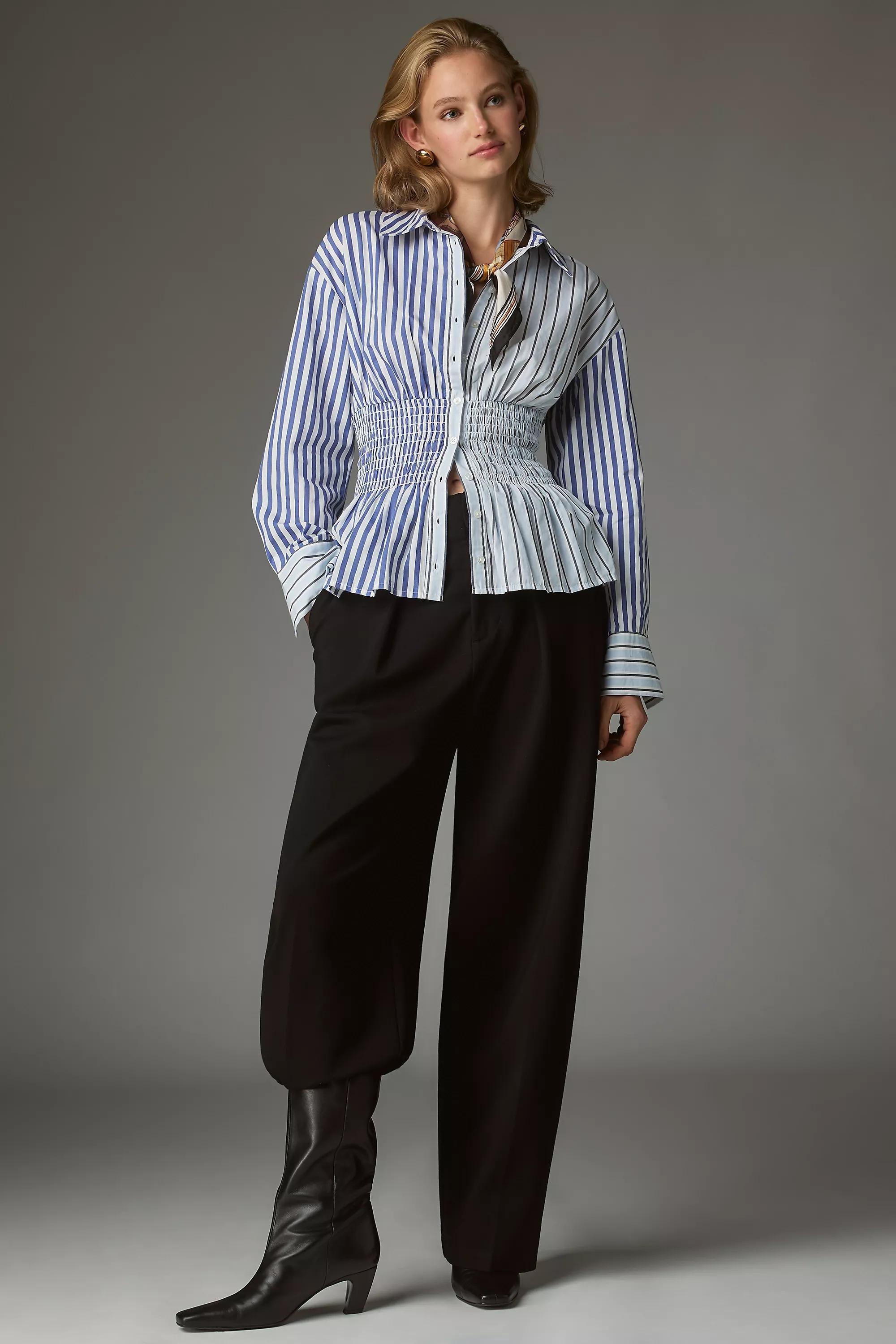 By Maeve Smocked Button-Down Shirt, Blue, A501_0546, large image number 2