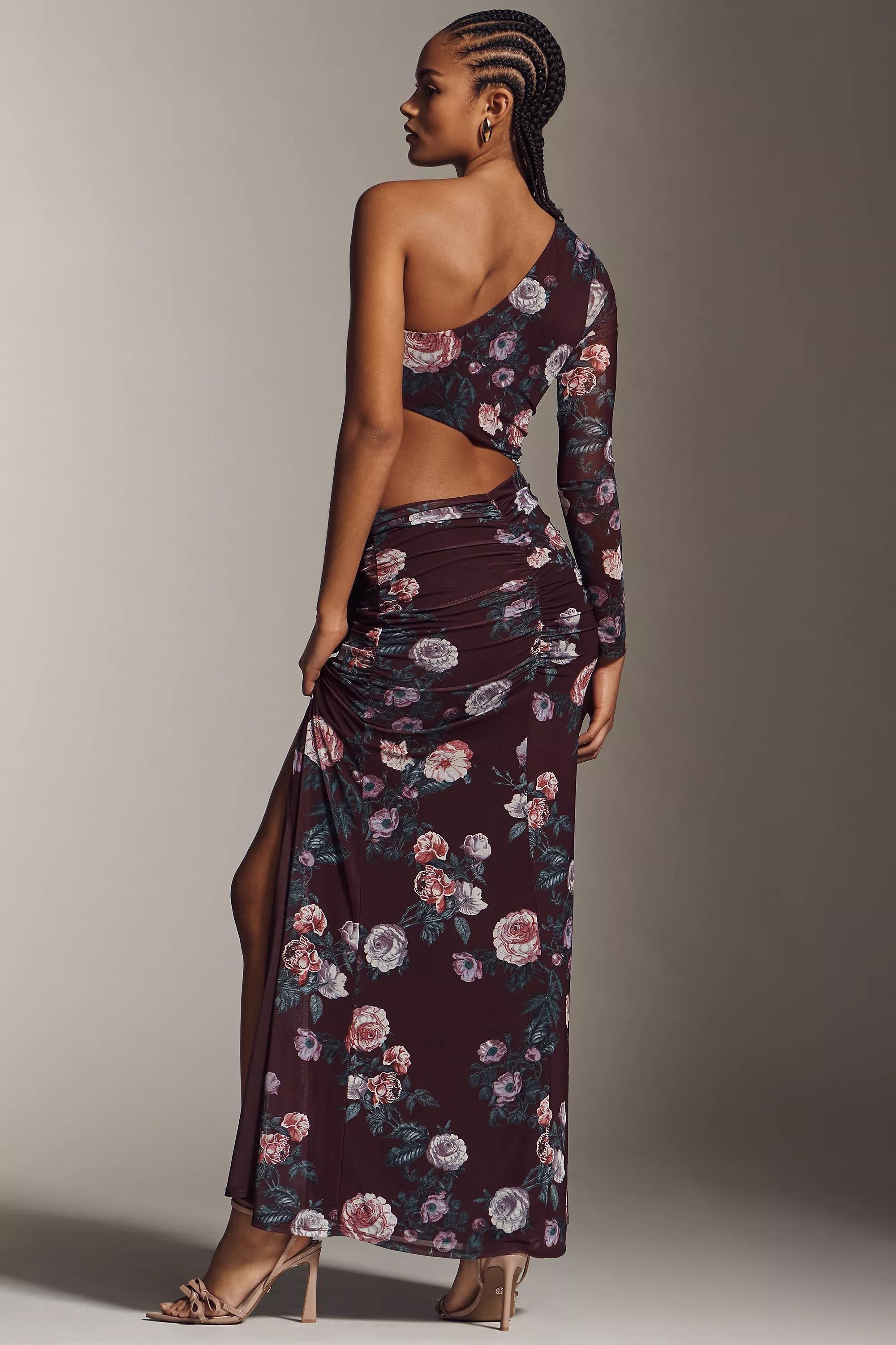 Floral Afrm Shai One-Shoulder Cutout Maxi Dress, Purple, A501_0528, large image number 1