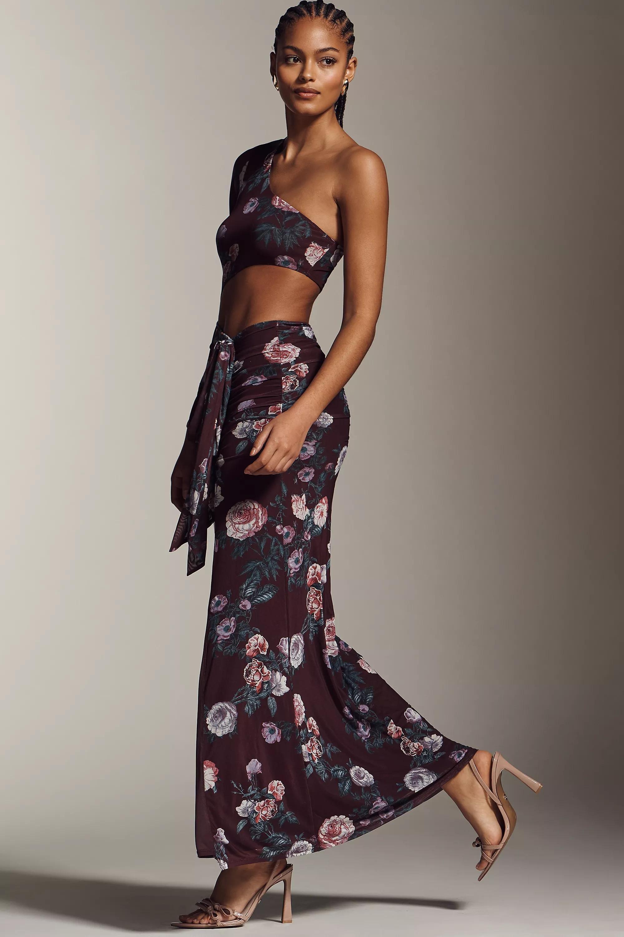 Floral Afrm Shai One-Shoulder Cutout Maxi Dress, Purple, Purple, large image number 2