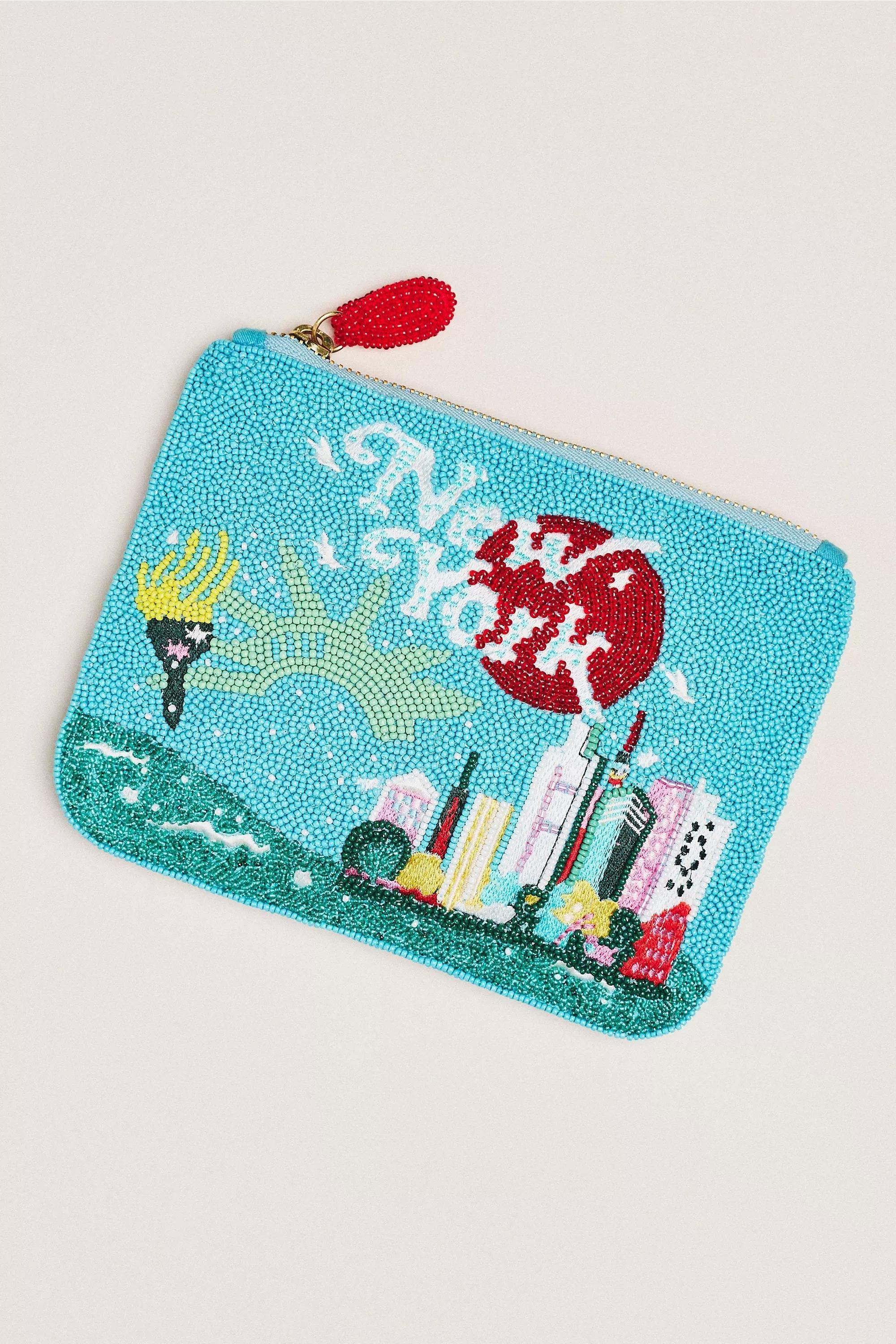 Daniella Manini Beaded City Pouch, Blue, A501_0046, medium