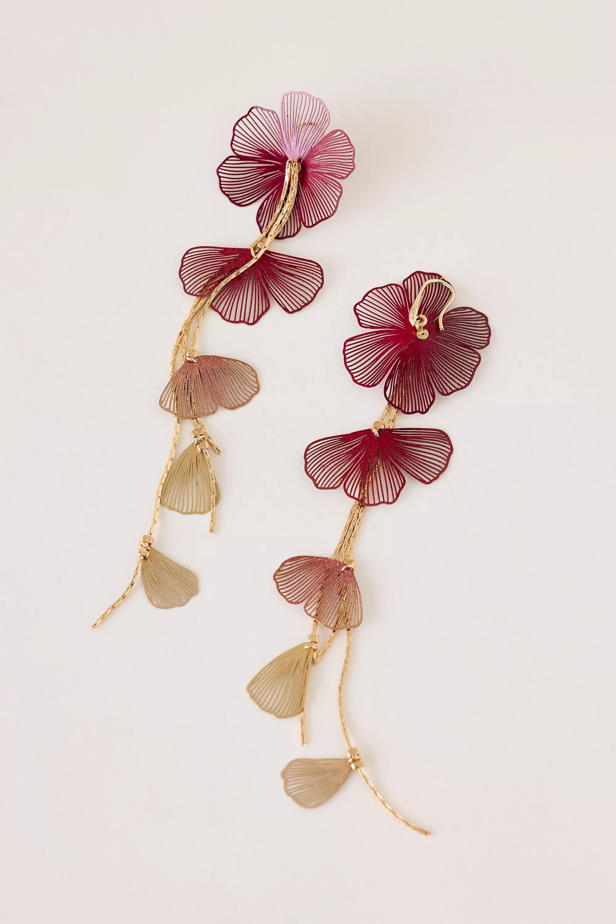 Ice Floral Drop Earrings, Purple, A501_0517, large image number 0