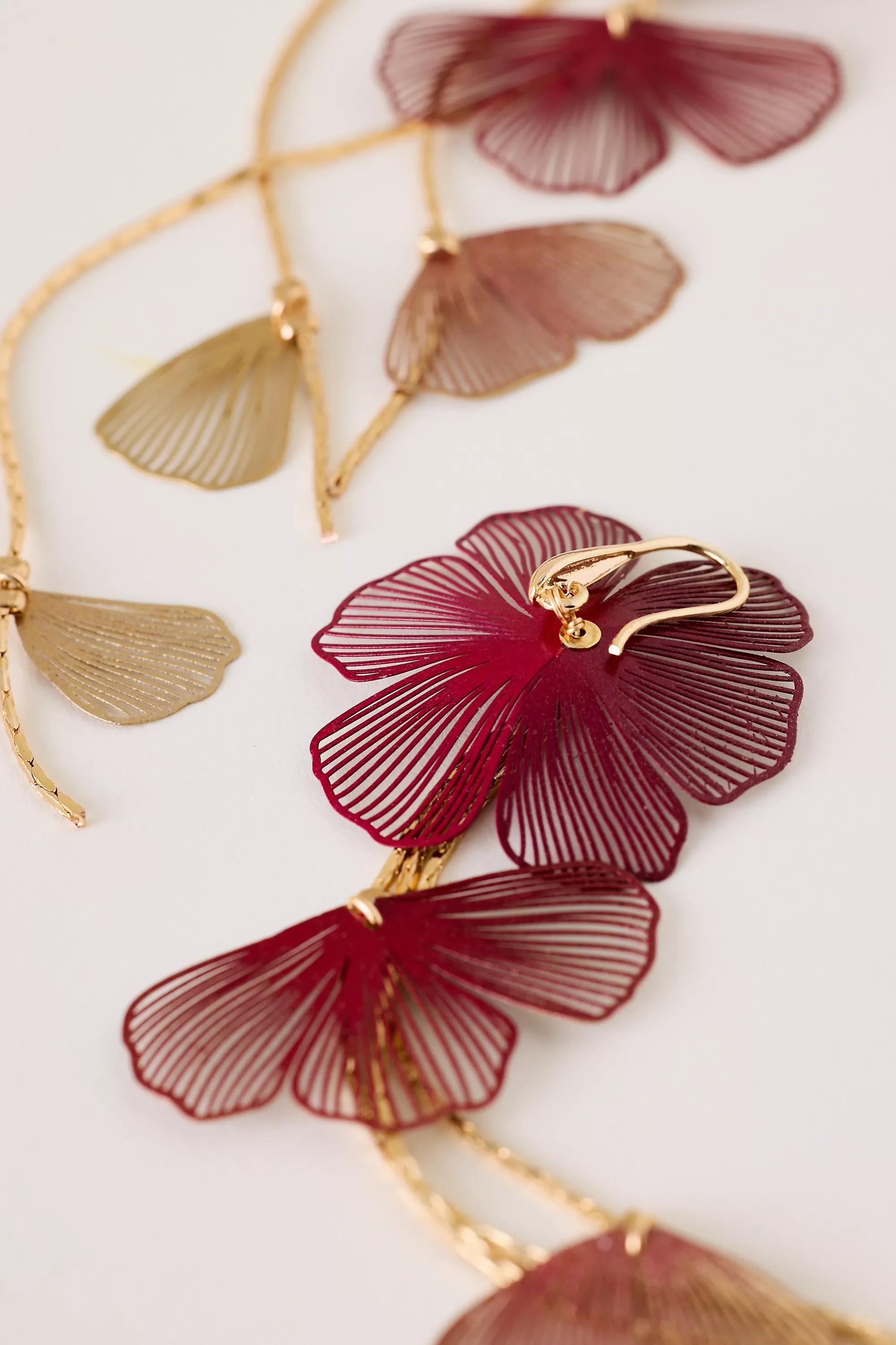 Ice Floral Drop Earrings, Purple, A501_0517, large image number 1