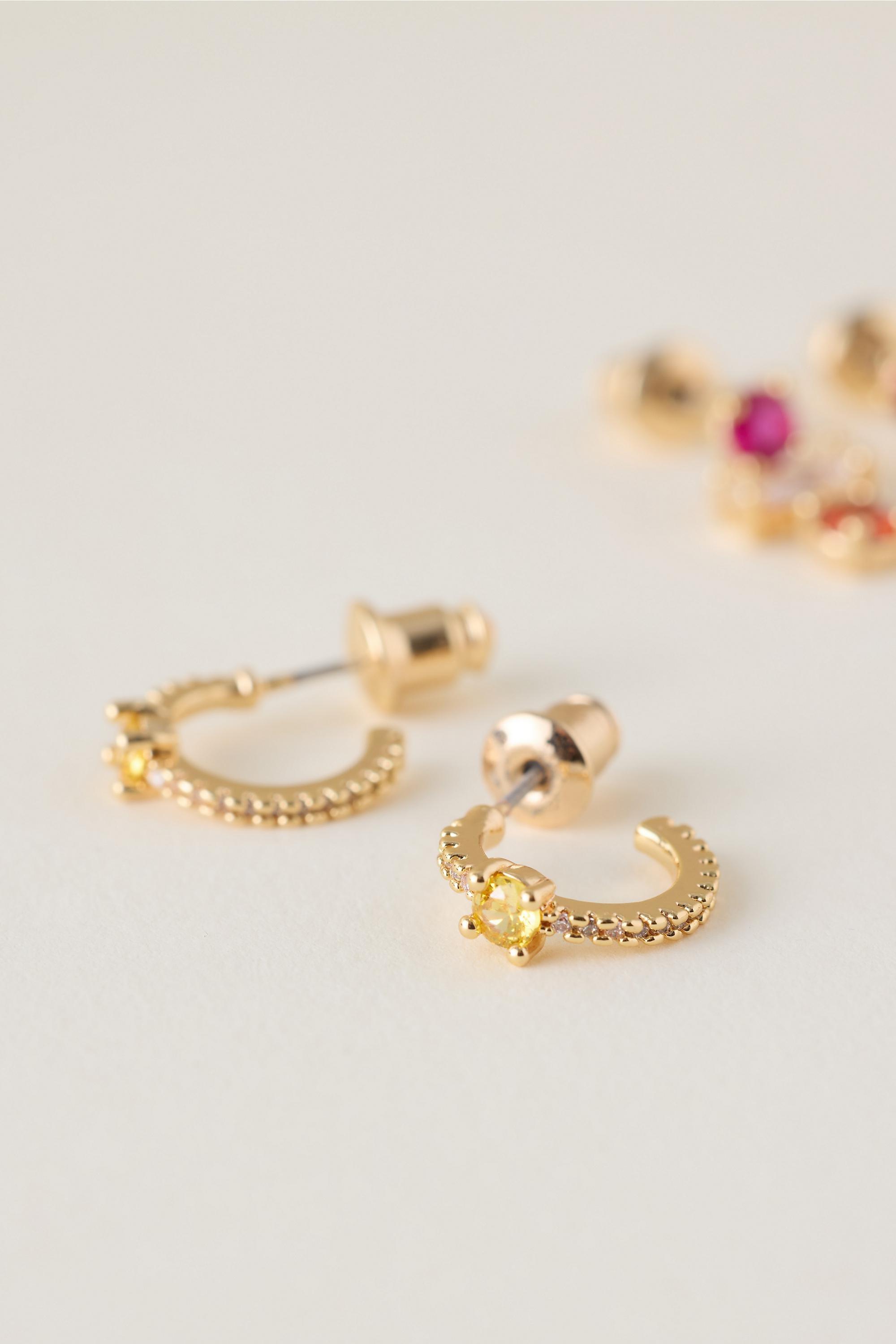 Leo Assorted Zodiac Earrings, Set Of 4, Multicolour, large image number 4