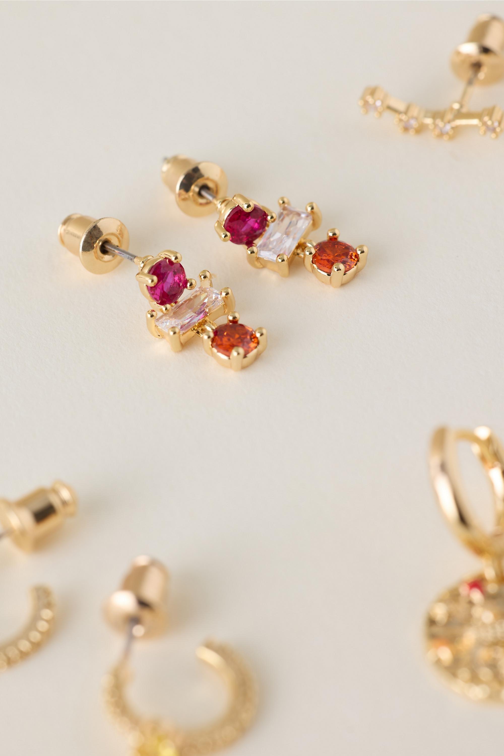 Leo Assorted Zodiac Earrings, Set Of 4, Multicolour, large image number 5