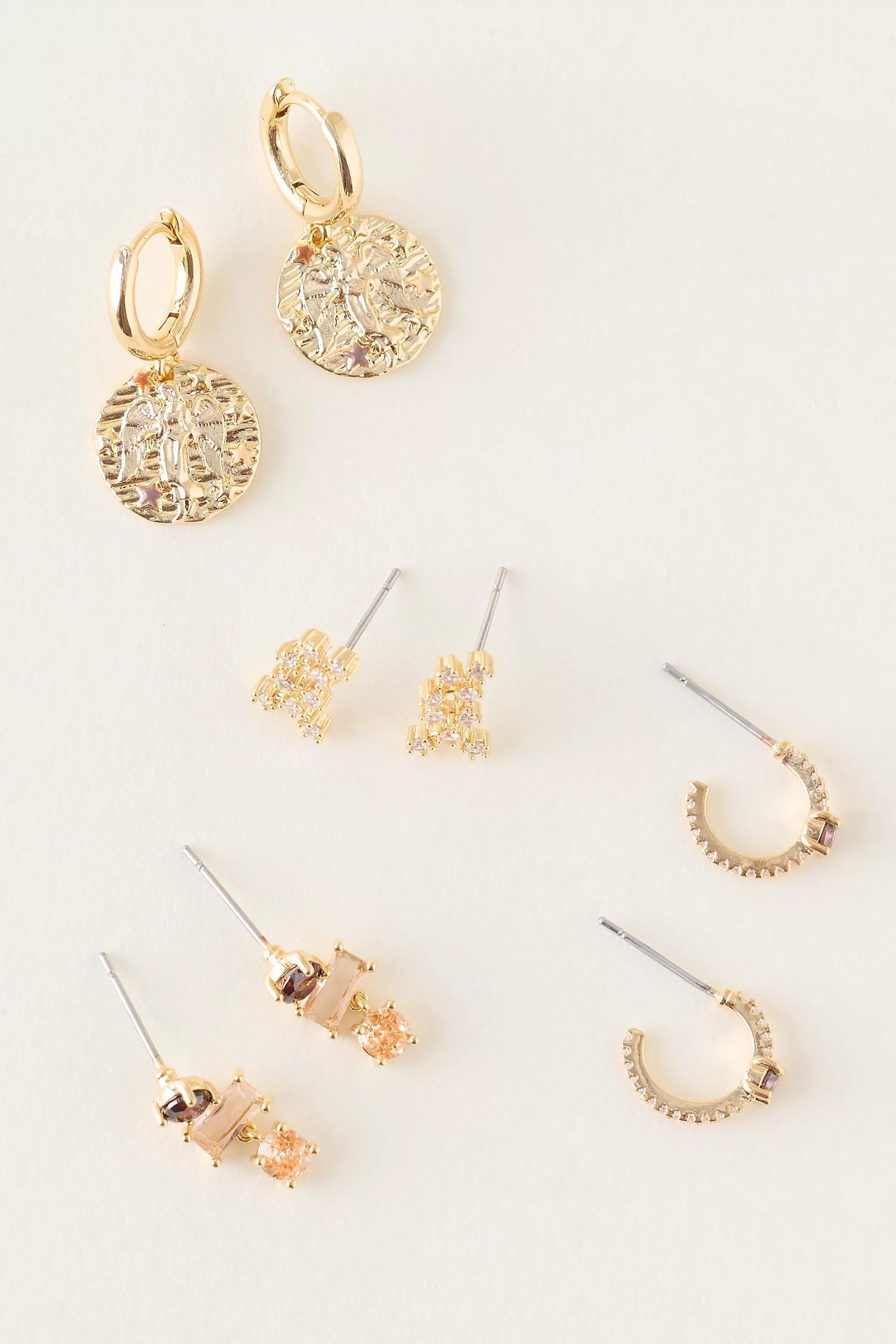 Virgo Assorted Zodiac Earrings, Set Of 4, A501_0806, medium