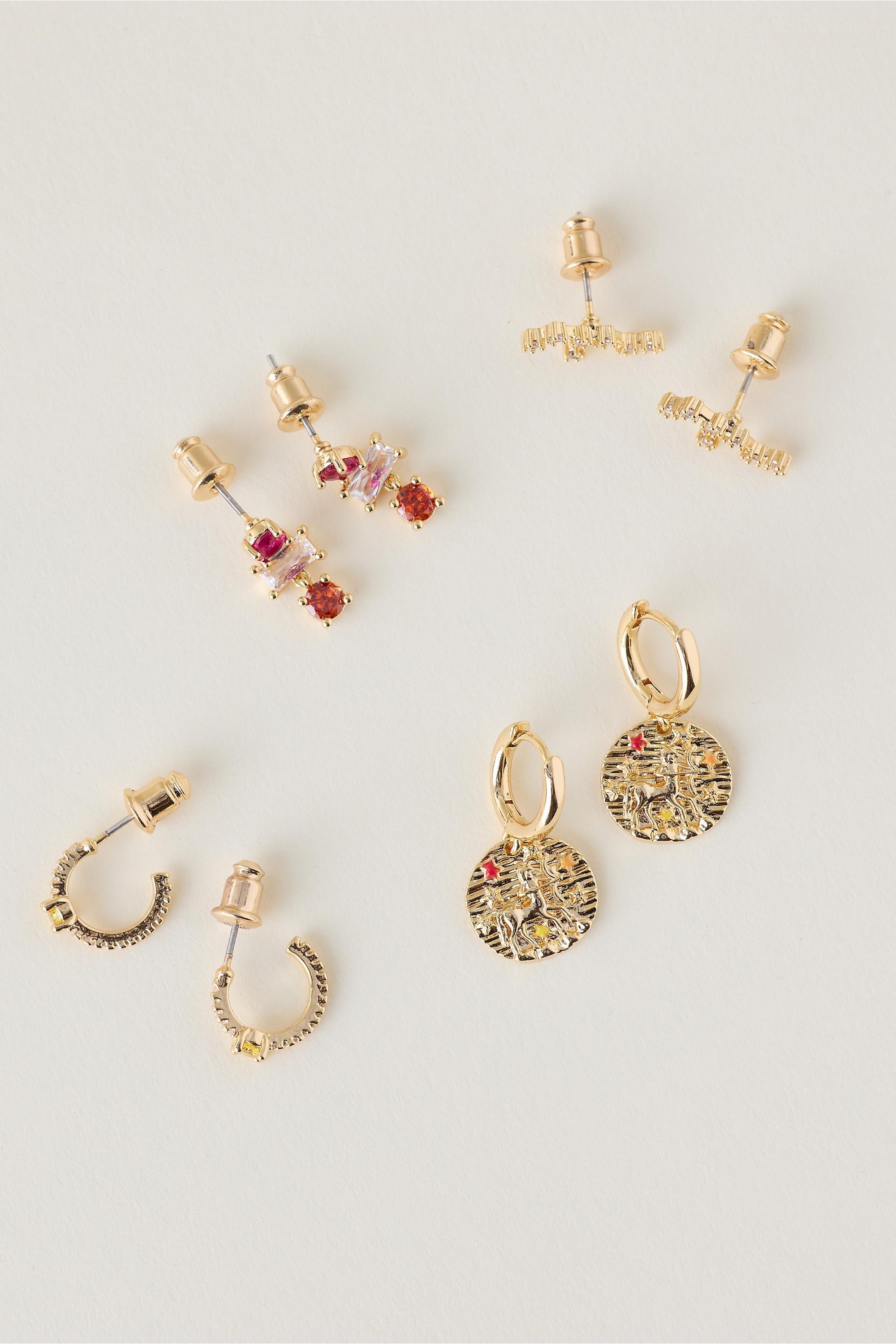 Sagittarius Assorted Zodiac Earrings, Set Of 4, A501_0809, medium