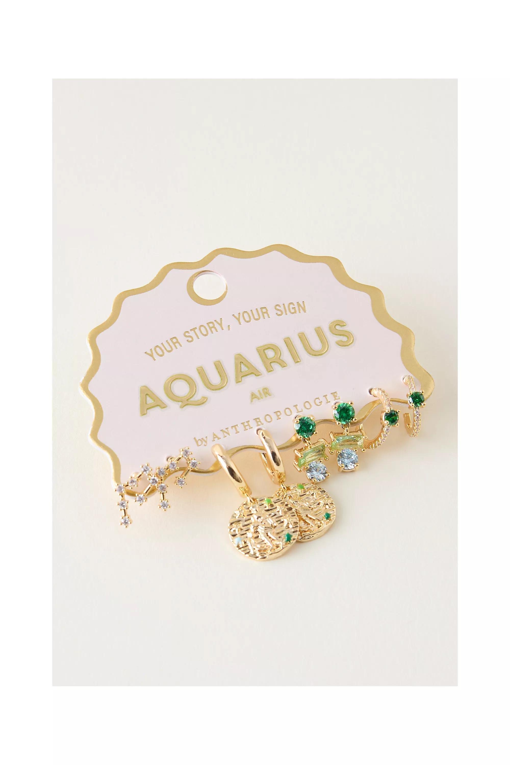 Aquarius Assorted Zodiac Earrings, Set Of 4, A501_0811, large image number 5