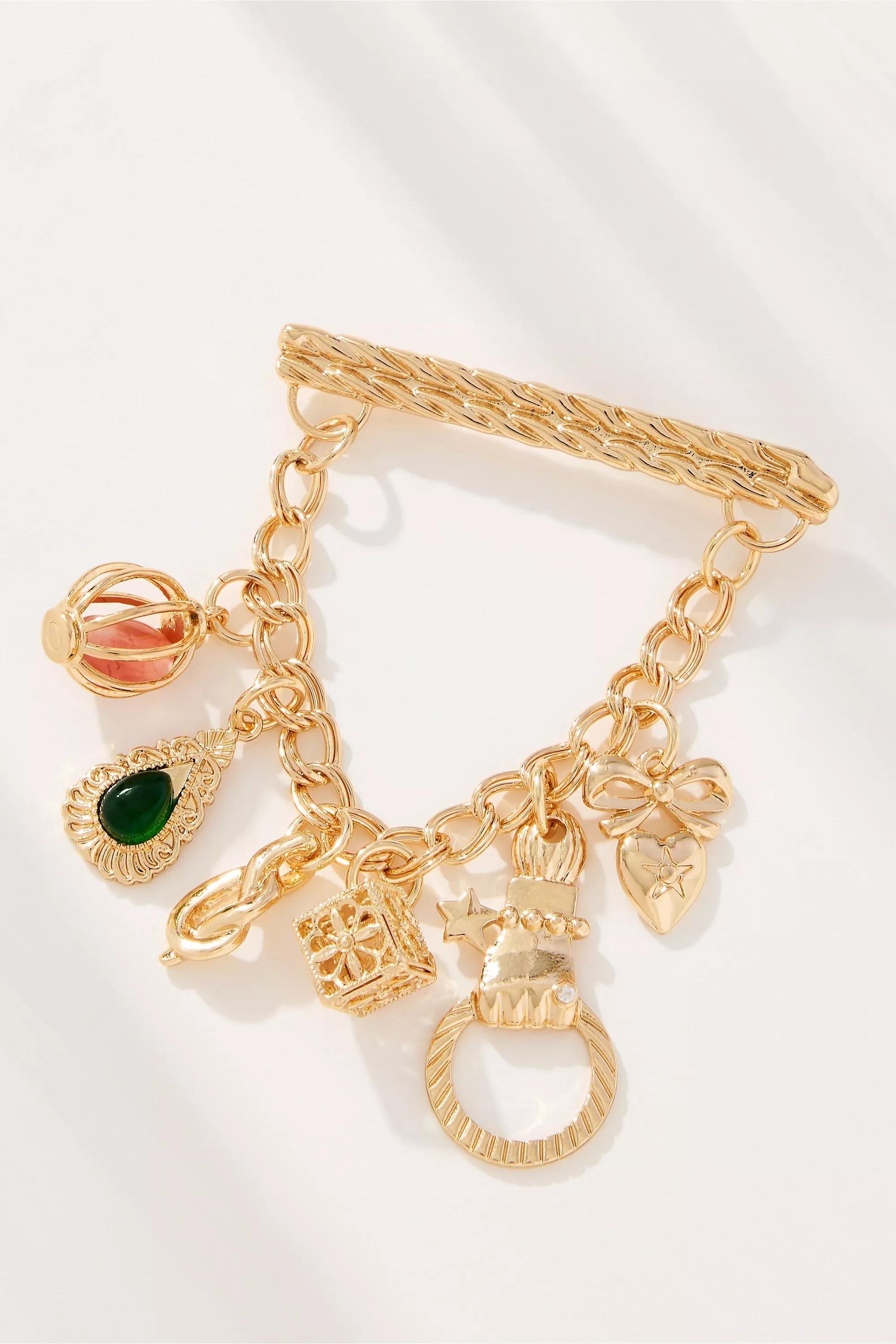 Charmed Chain Brooch, Gold, A501_0070, medium