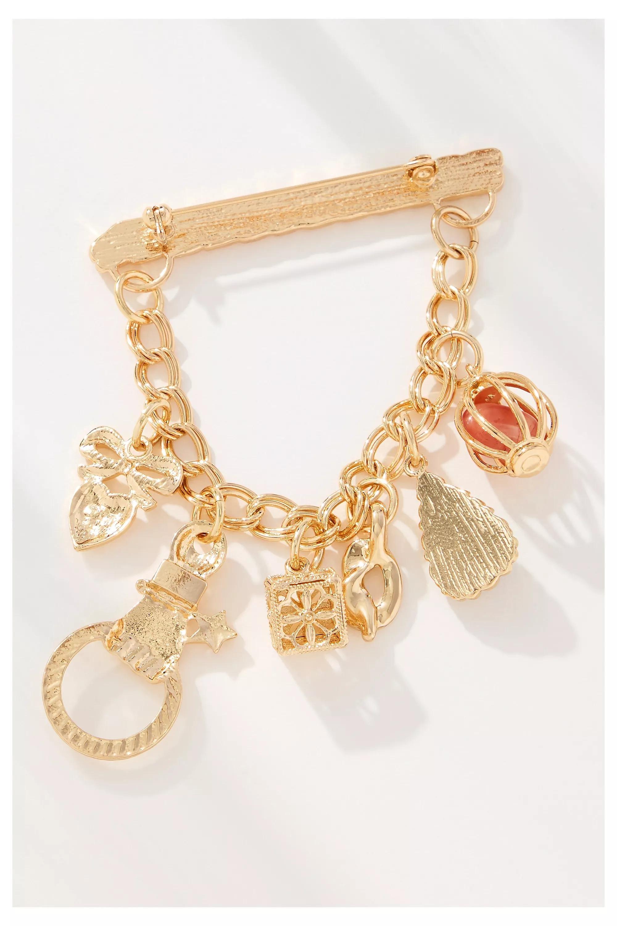 Charmed Chain Brooch, Gold, A501_0070, medium