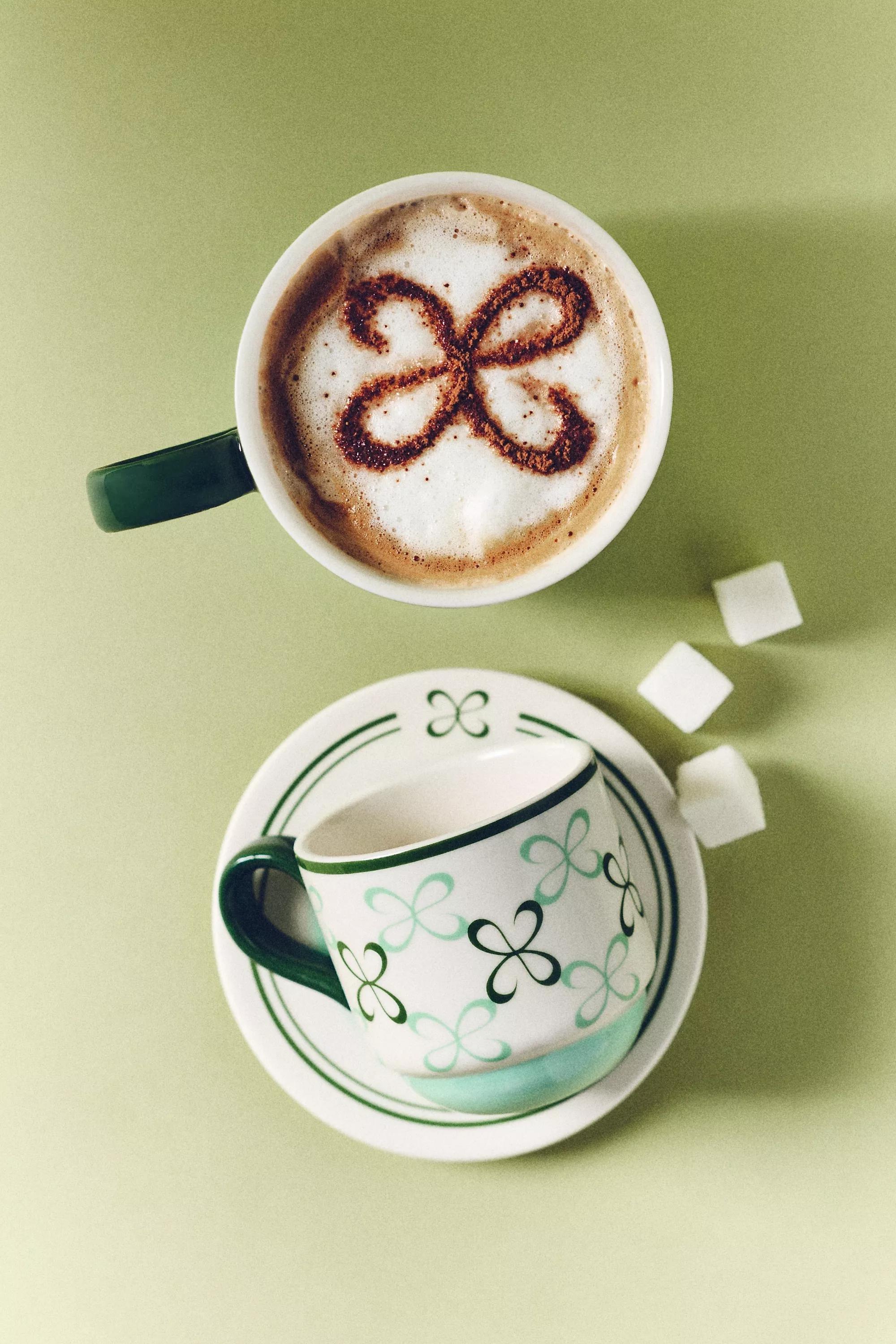 By Maeve Stoneware Espresso Cup And Saucer, Green, A501_0102, large image number 0