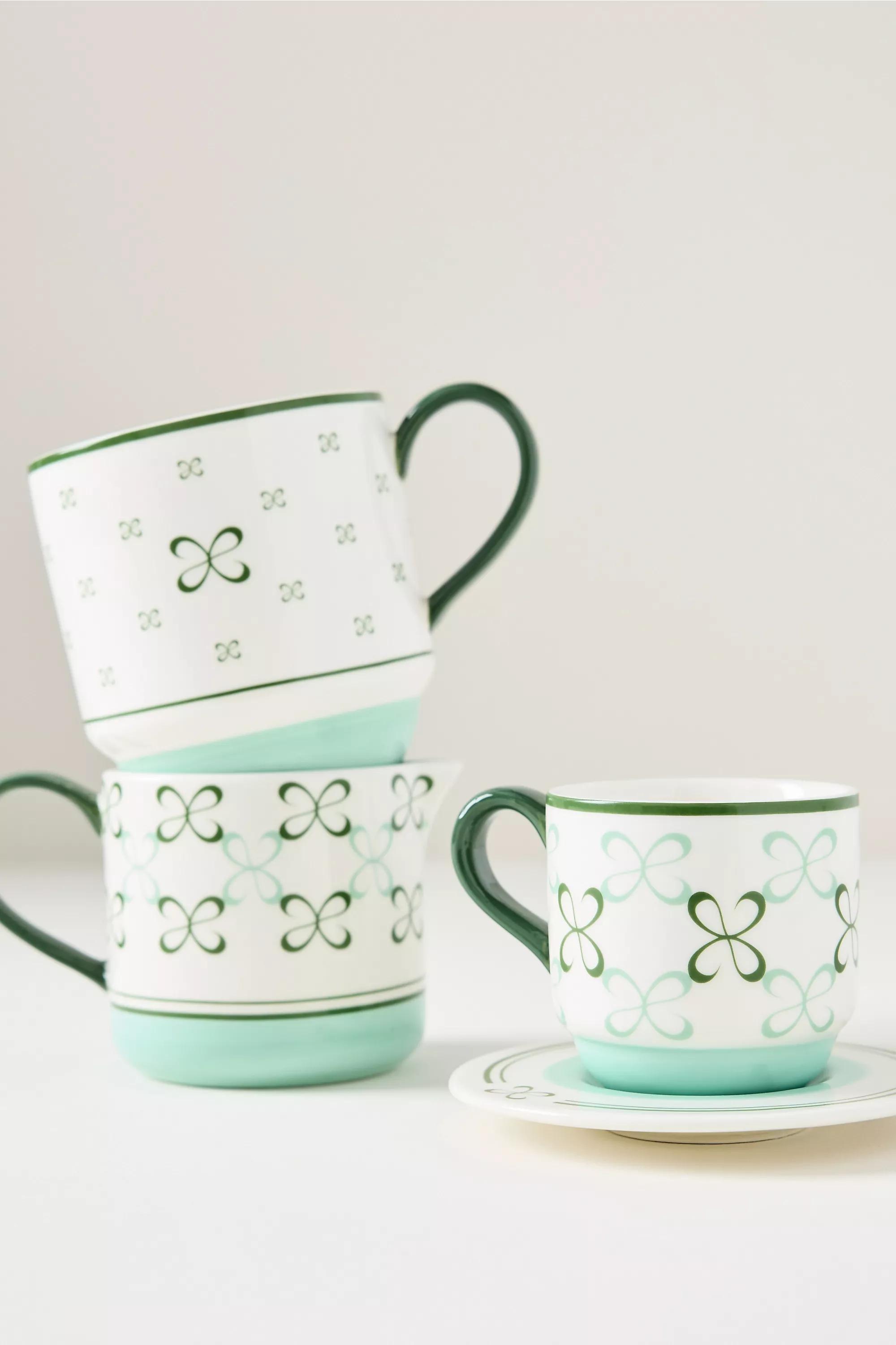By Maeve Stoneware Espresso Cup And Saucer, Green, A501_0102, large image number 2