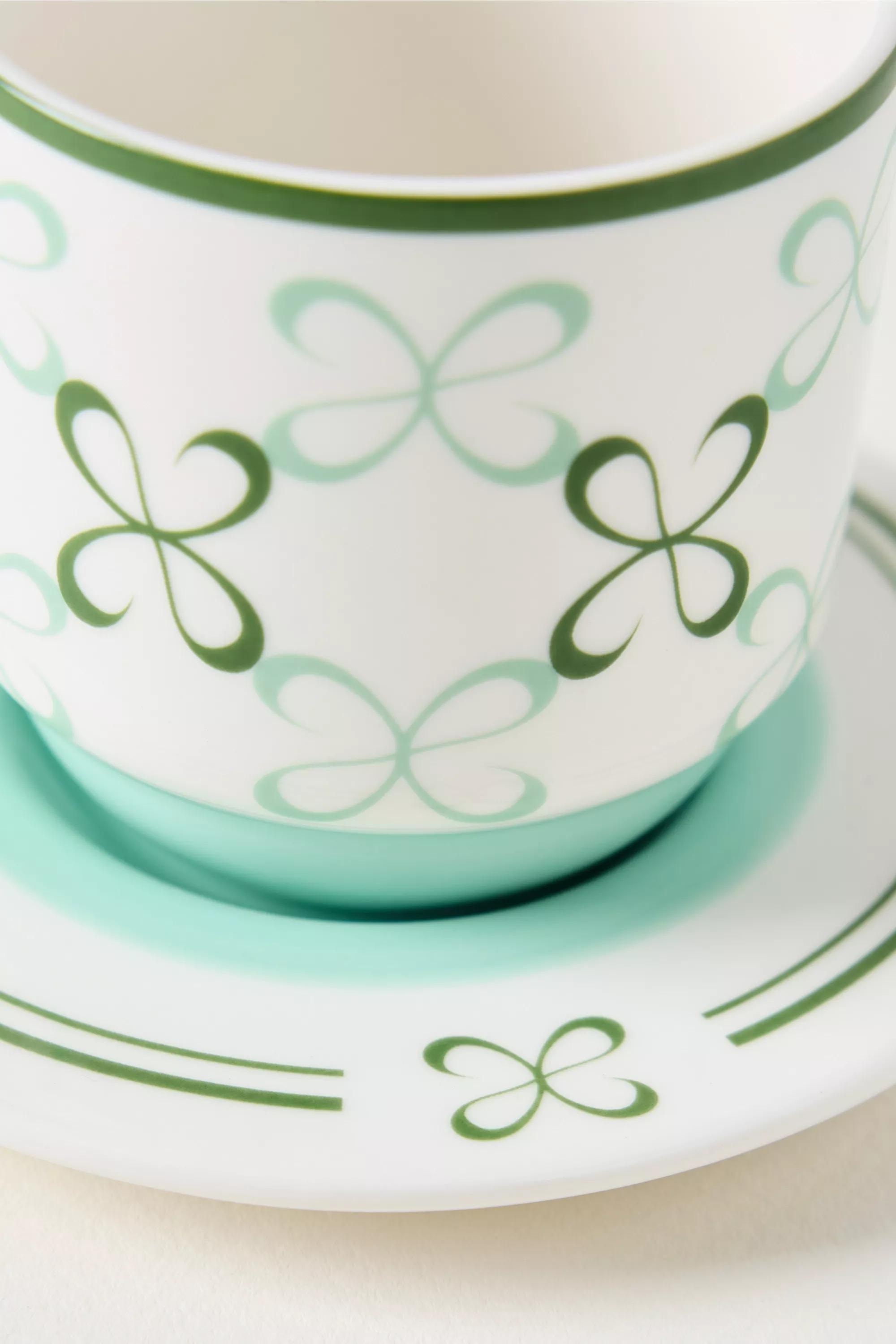 By Maeve Stoneware Espresso Cup And Saucer, Green, A501_0102, large image number 3