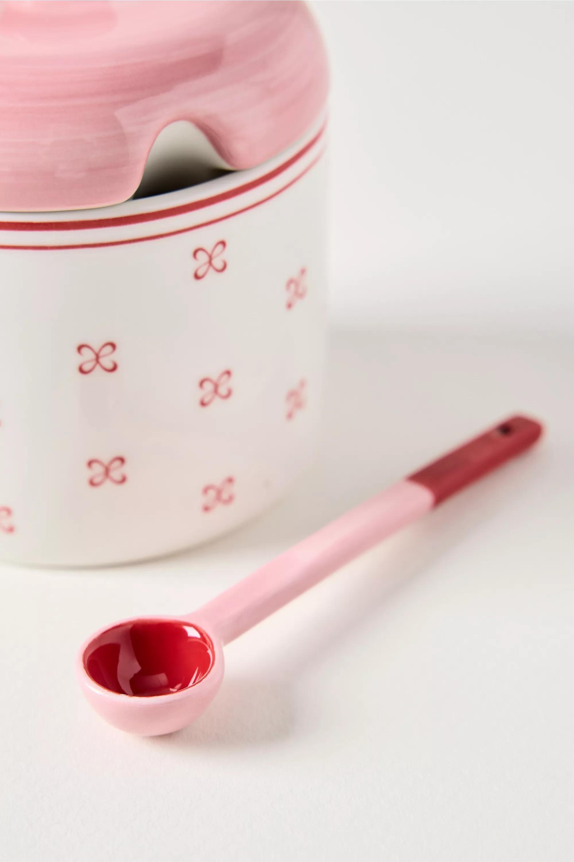 By Maeve Stoneware Sugar Bowl And Spoon, Pink, A501_0066, large image number 3