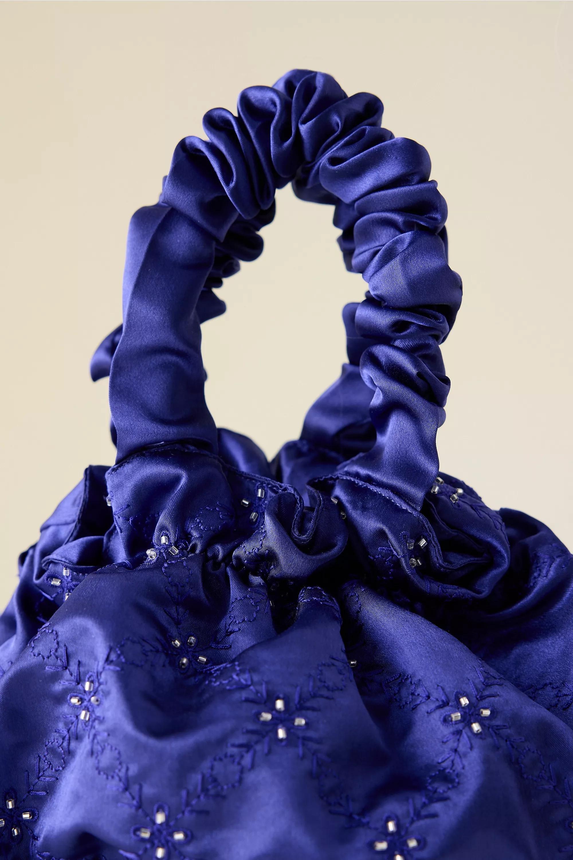 NAVY Satin Pouch Bag, A501_0041, large image number 1