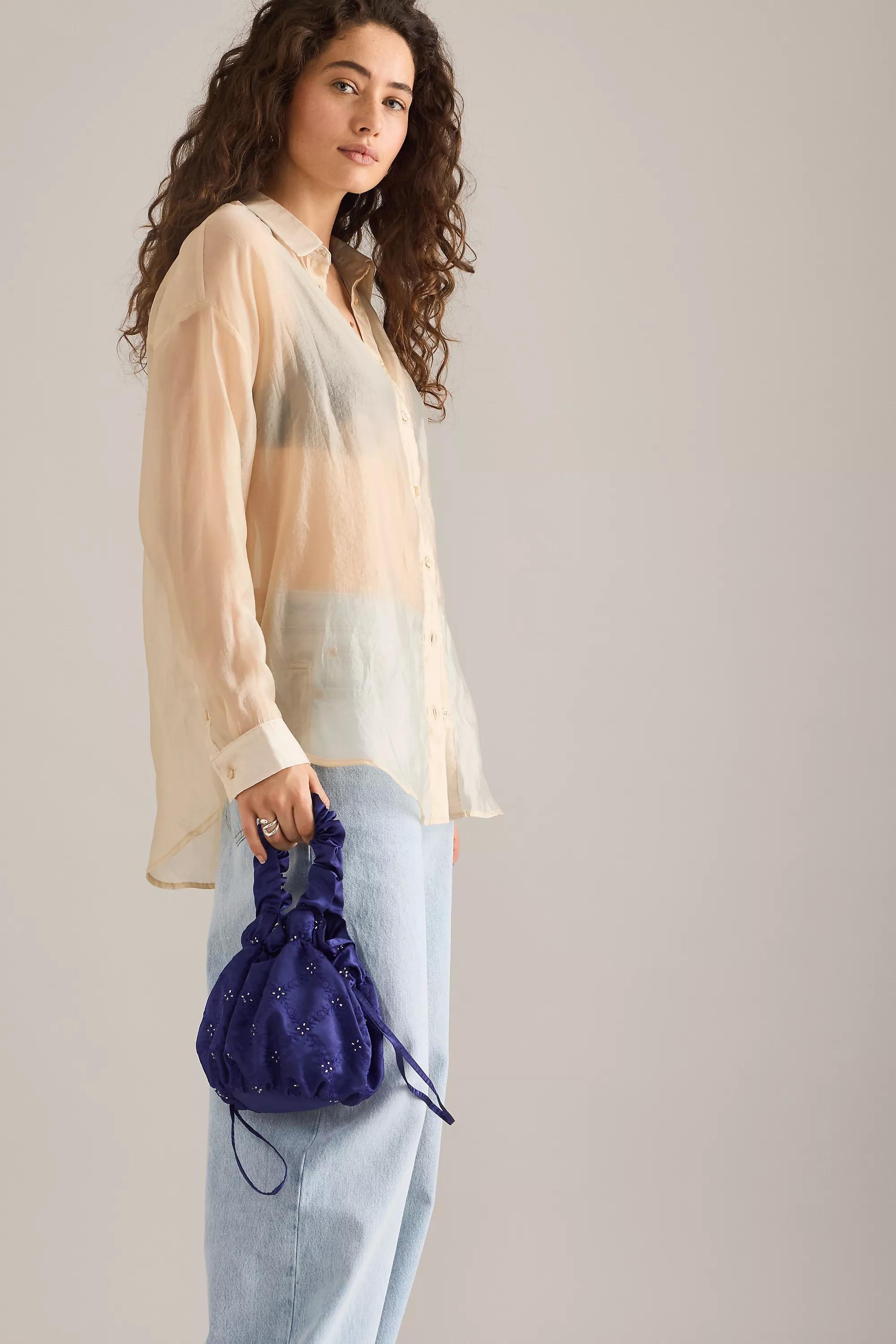 NAVY Satin Pouch Bag, A501_0041, large image number 4