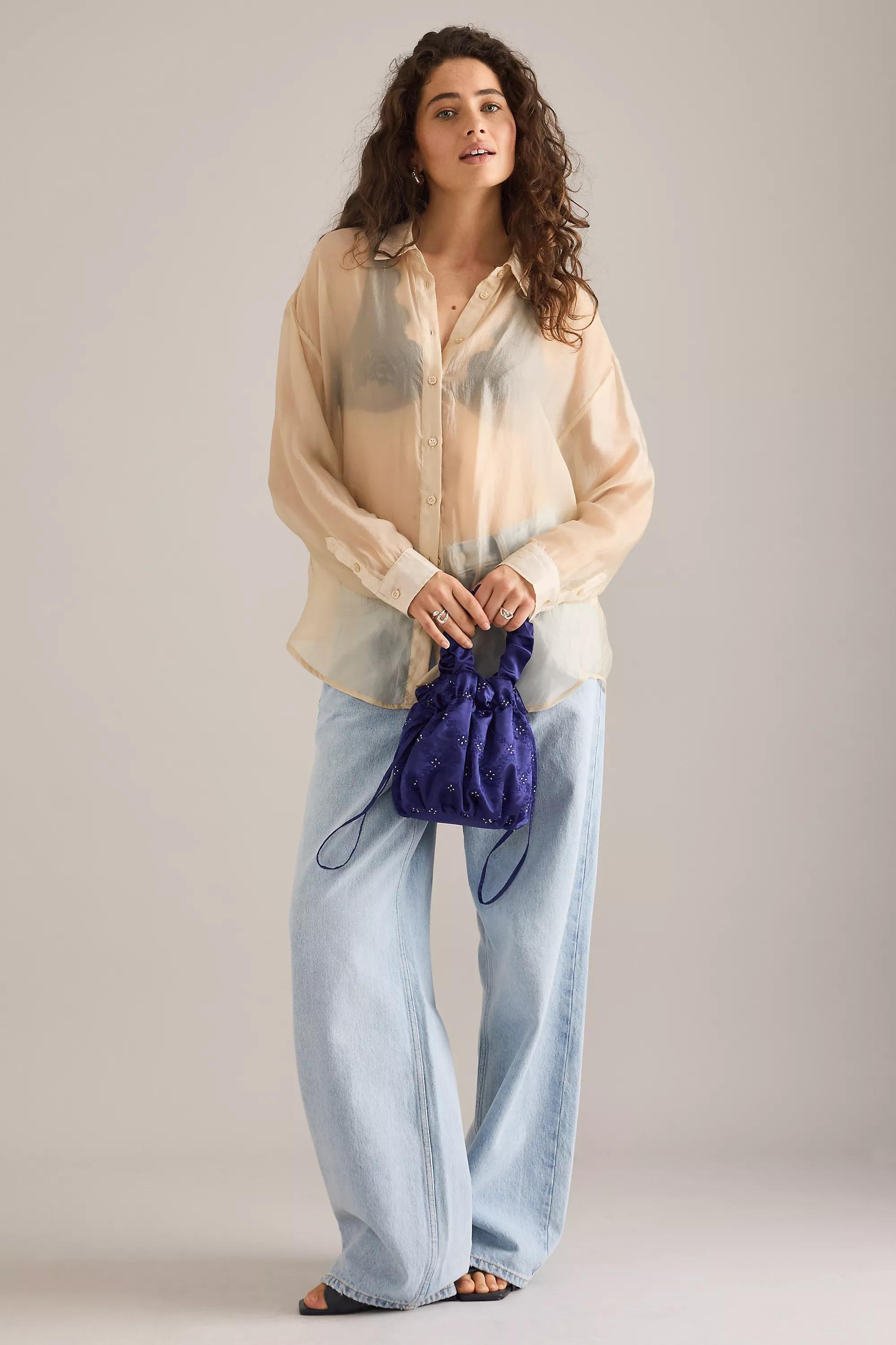 NAVY Satin Pouch Bag, A501_0041, large image number 5