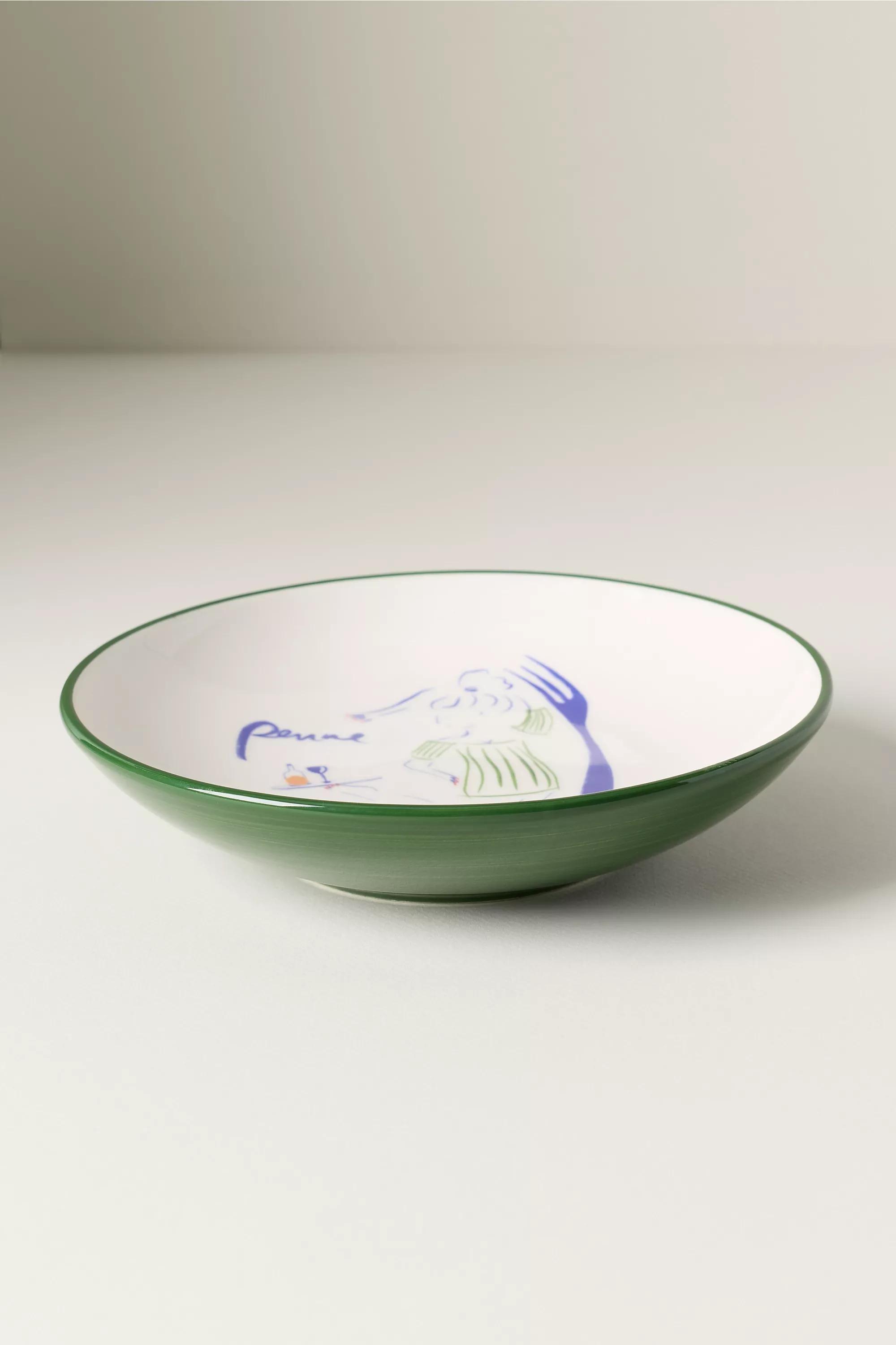 Das Rotes Rabbit Italian Earthenware Pasta Bowl, Green, A501_0030, large image number 1