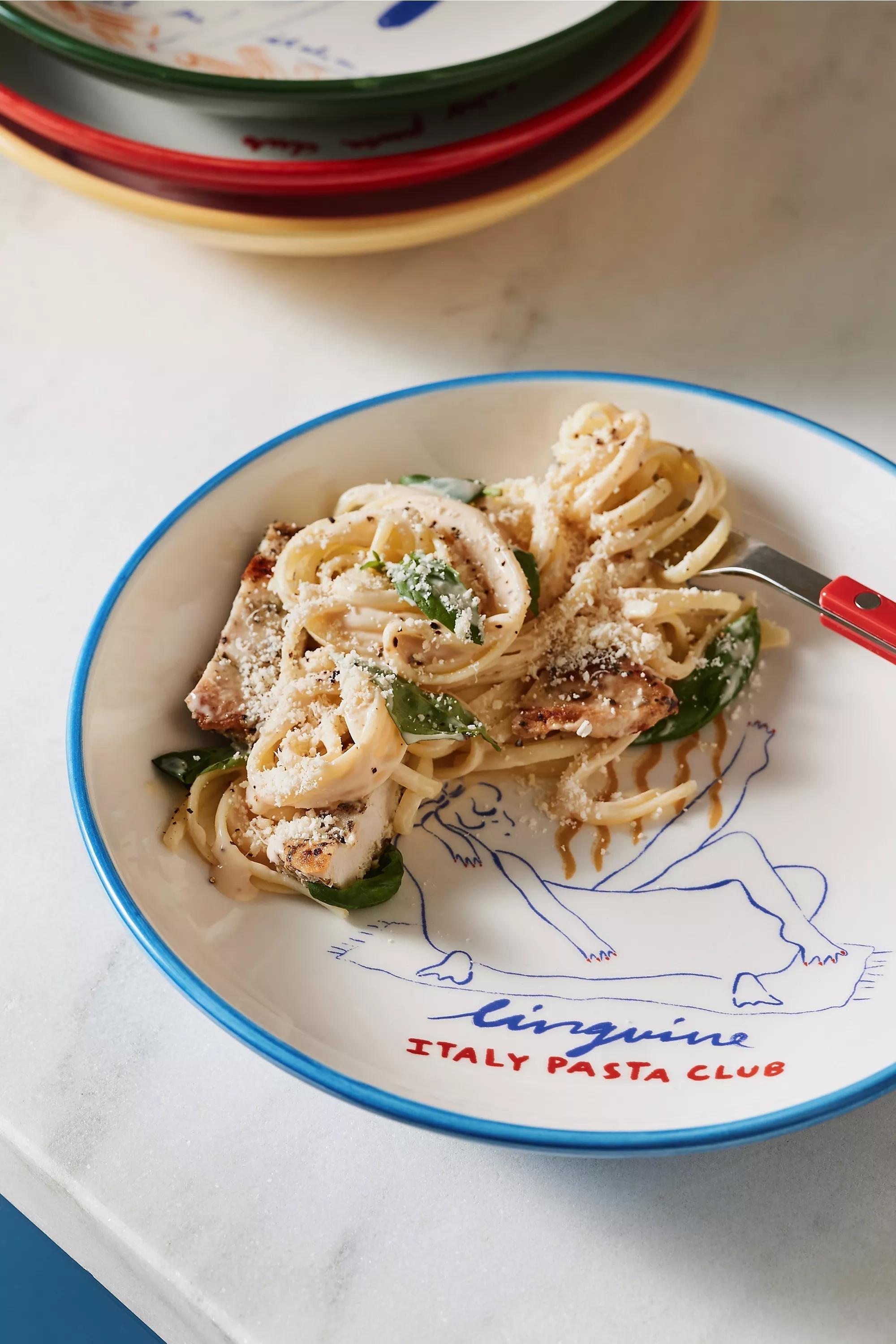 Das Rotes Rabbit Italian Earthenware Pasta Bowl, Blue, A501_0040, large image number 0