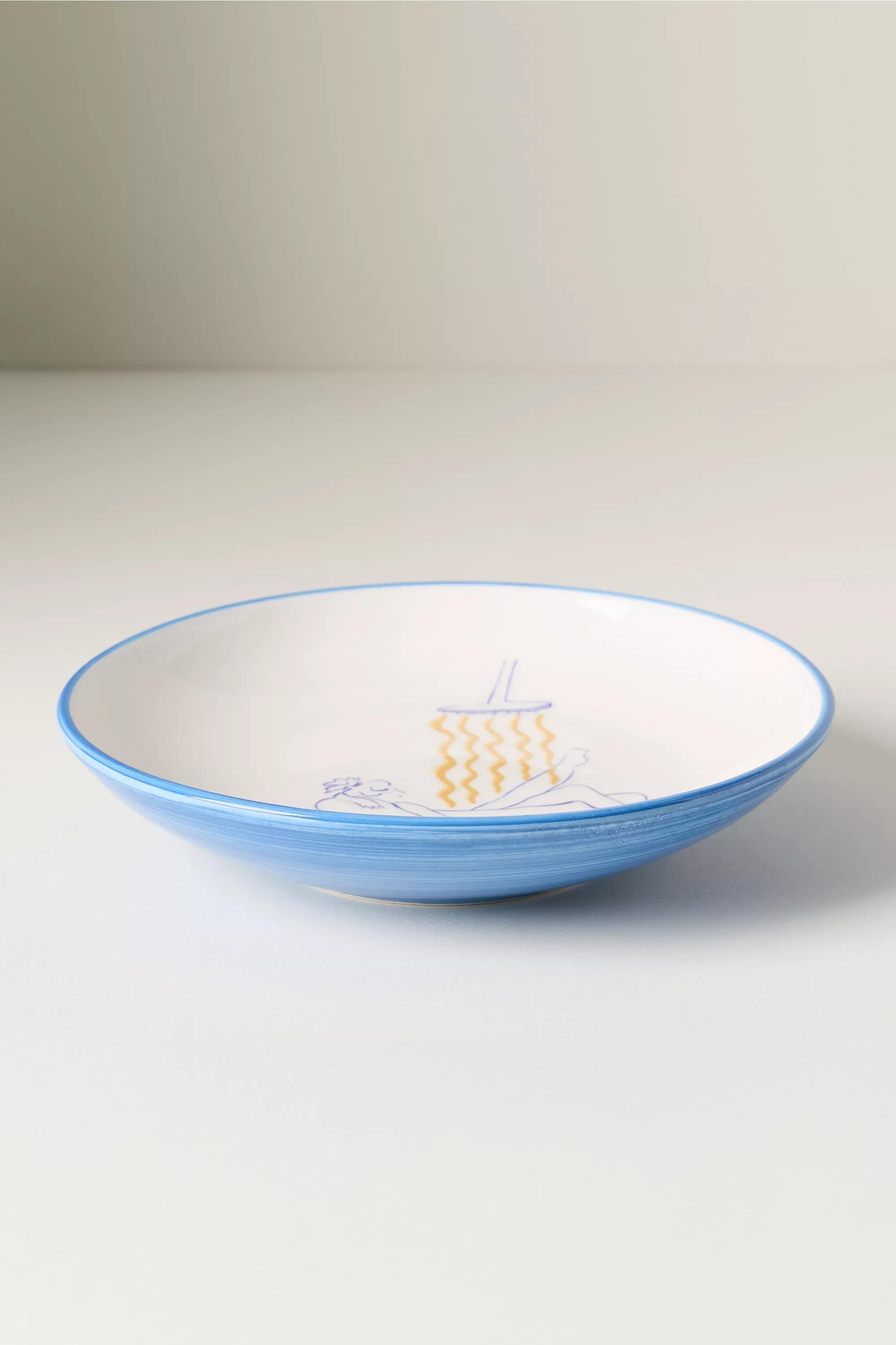 Das Rotes Rabbit Italian Earthenware Pasta Bowl, Blue, A501_0040, large image number 1