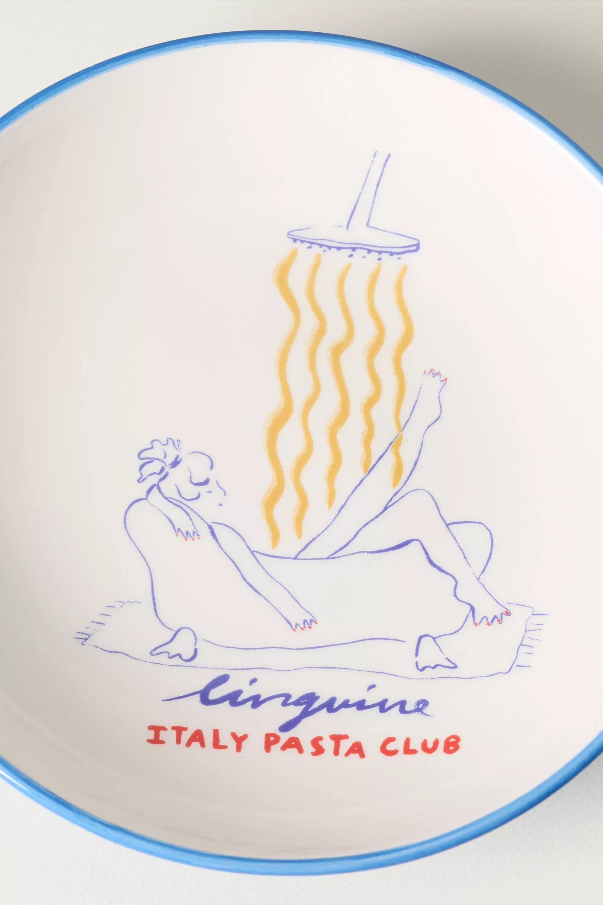 Das Rotes Rabbit Italian Earthenware Pasta Bowl, Blue, A501_0040, large image number 2