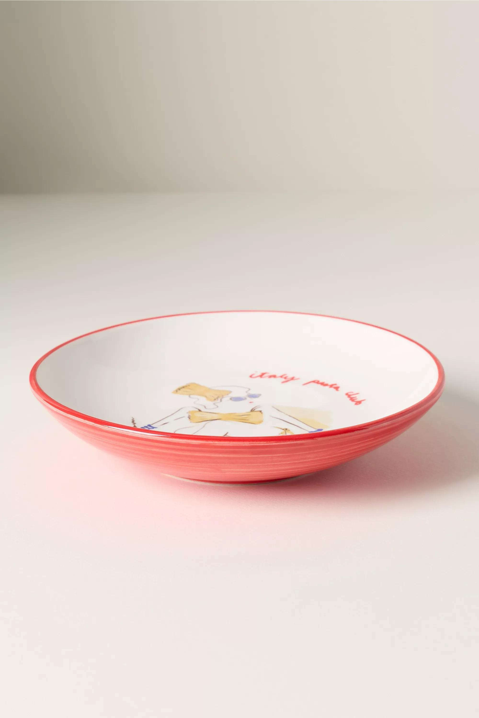 Das Rotes Rabbit Italian Earthenware Pasta Bowl, Red, A501_0060, medium