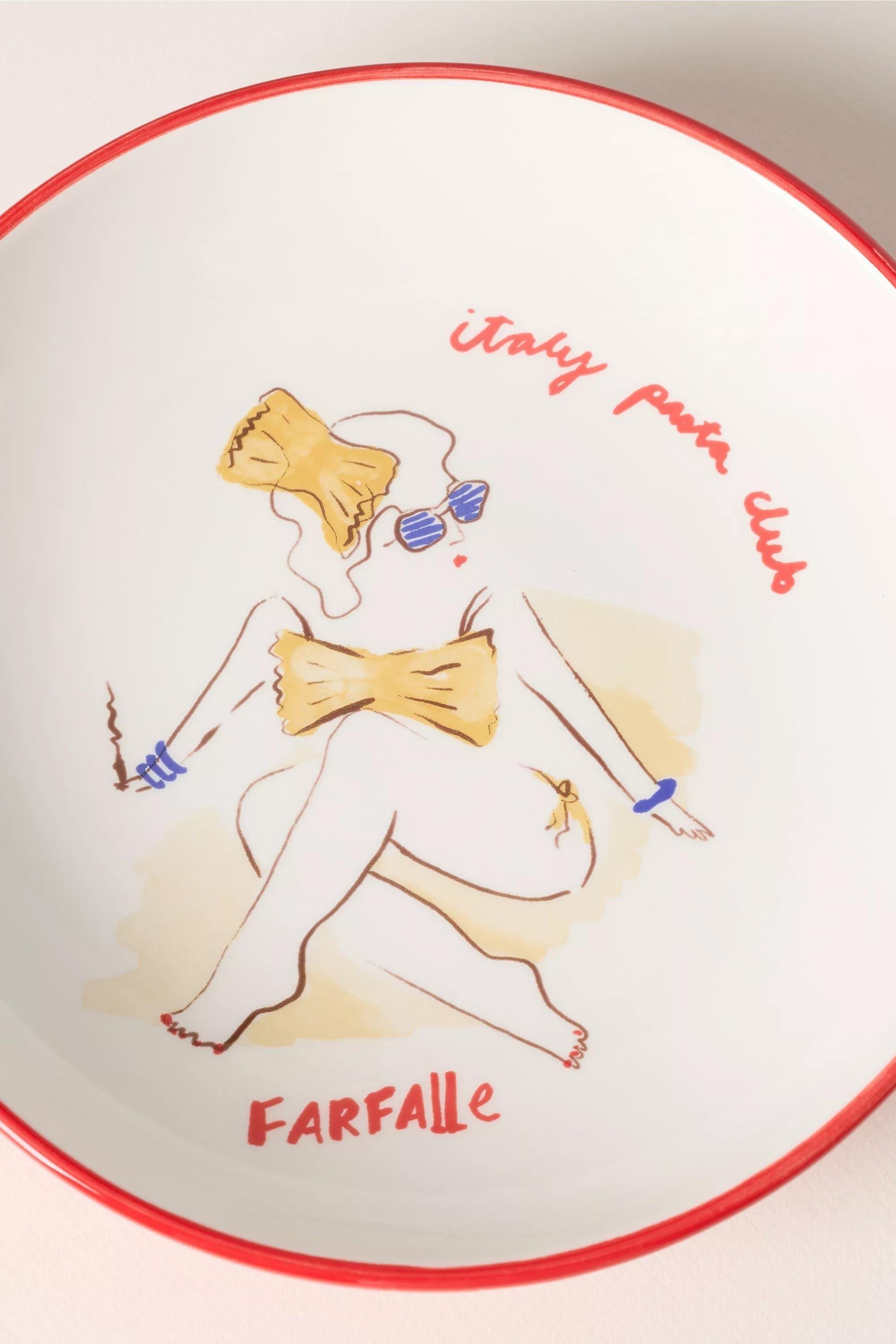 Das Rotes Rabbit Italian Earthenware Pasta Bowl, Red, A501_0060, large image number 3