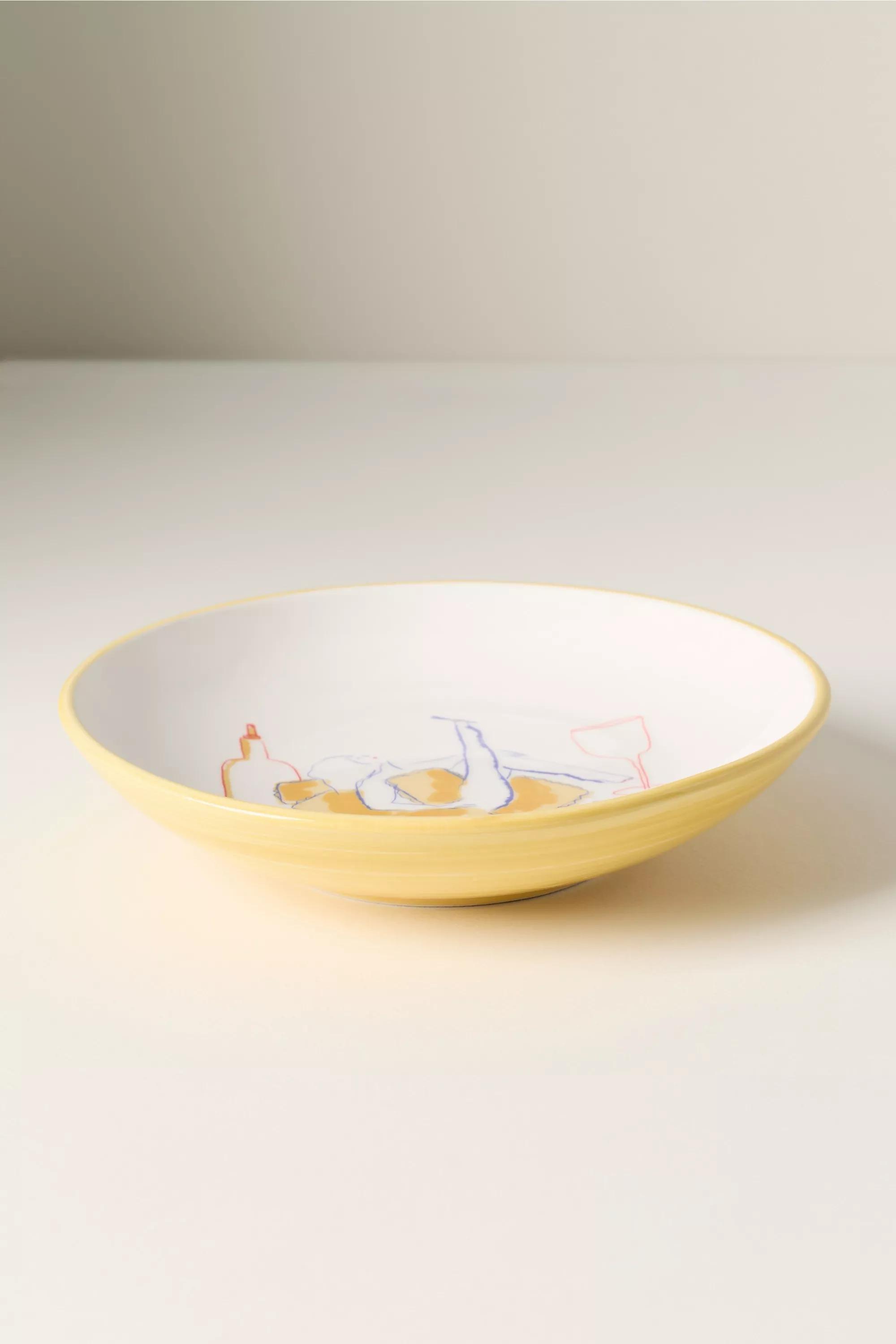 Das Rotes Rabbit Italian Earthenware Pasta Bowl, Yellow, A501_0072, large image number 1